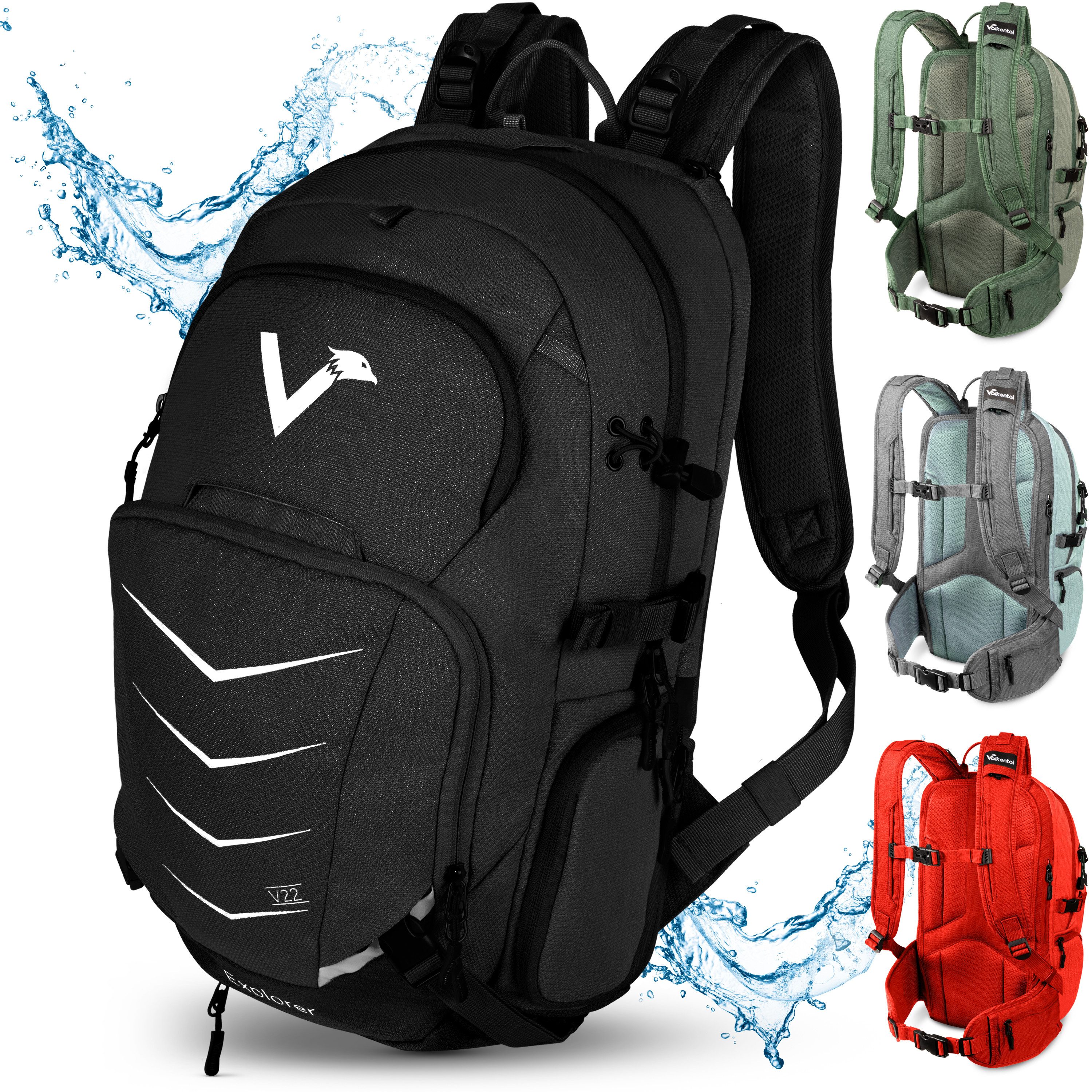 Valkental Wanderrucksack Fahrradrucksack & Outdoor Rucksack, wasserdicht & atmungsaktiv 22 L