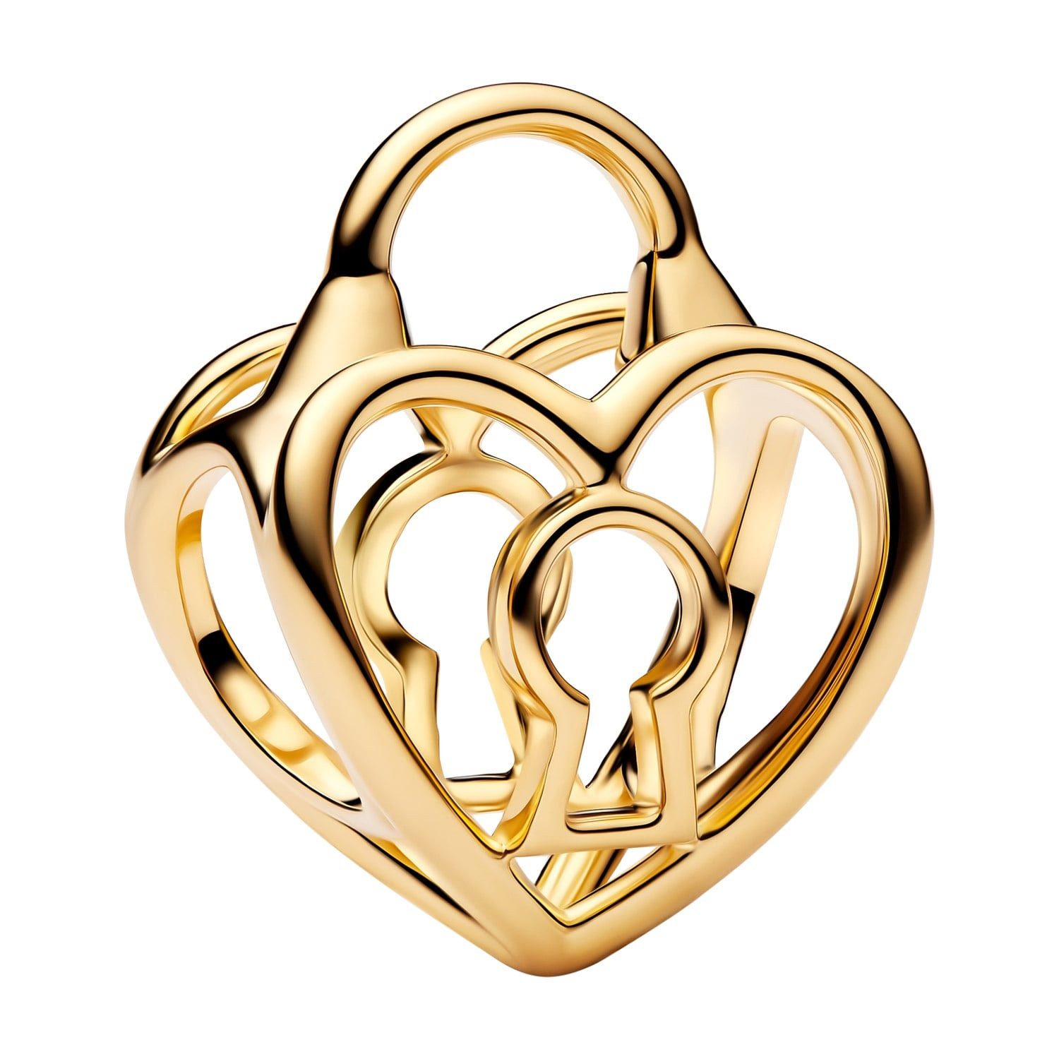 Pandora Bead Charm Goldfarben Offen Gearbeitetes Herz-Schloss