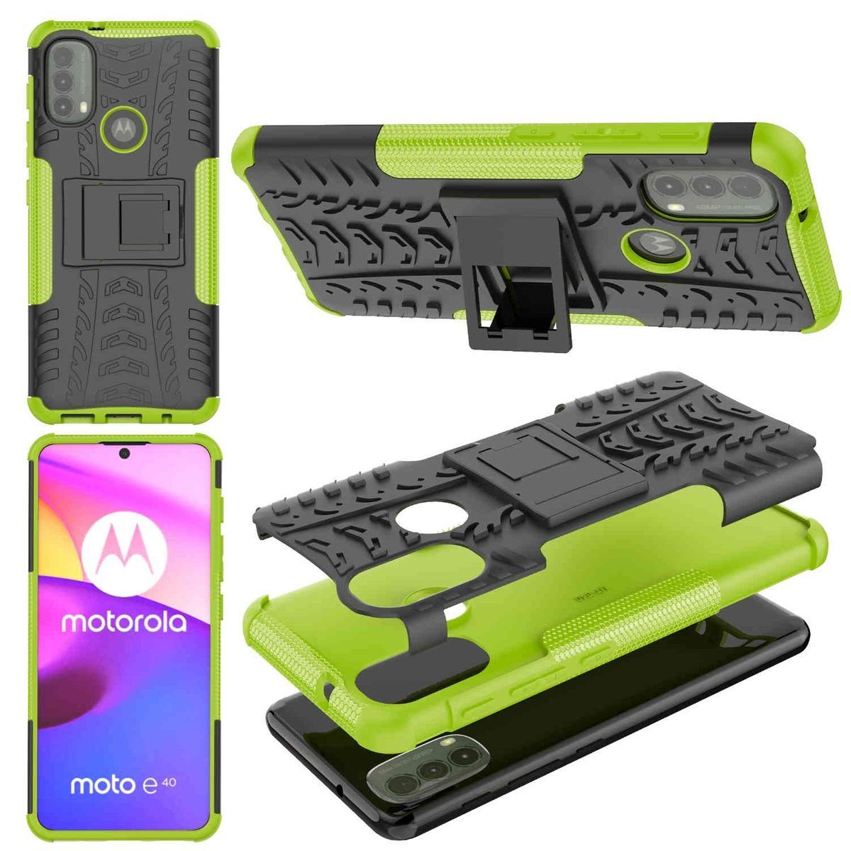 Wigento Handyhülle Für Motorola Moto E20 Hybrid Handy Schutz Tasche Outdoor  Etuis Hülle Cover Case