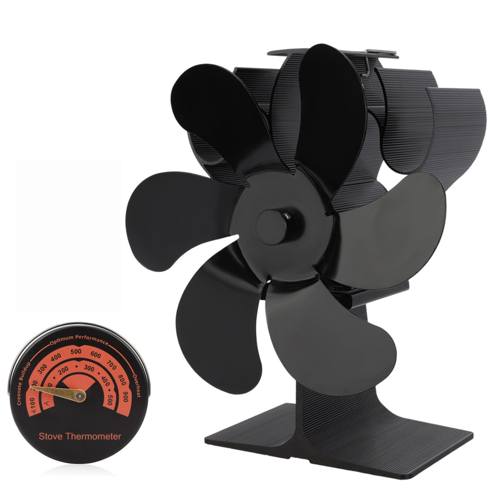 Rutaqian Heizkörperventilator Kaminventilator, 6 Flügel Ofenventilator Ohne Strom, Leiser Betrieb, Effiziente Wärmeverteilung für Holzbrenner und Kamin