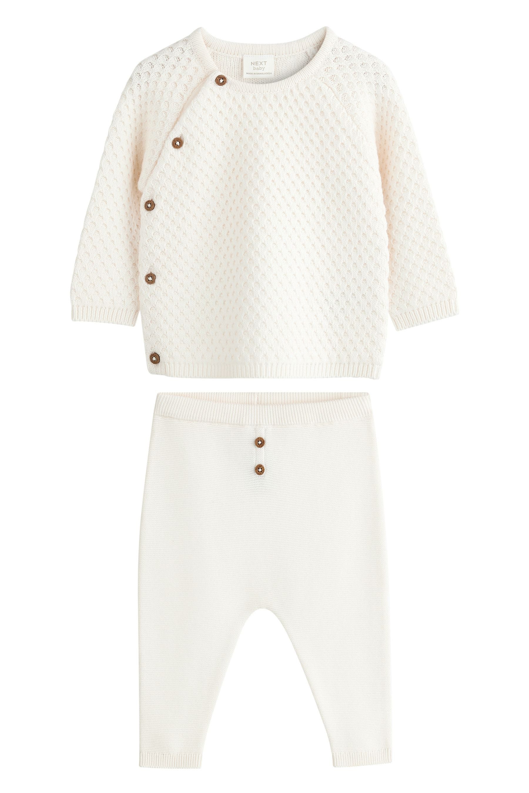 Top & Leggings Baby-Set Strickpullover und Hose aus Baumwolle
