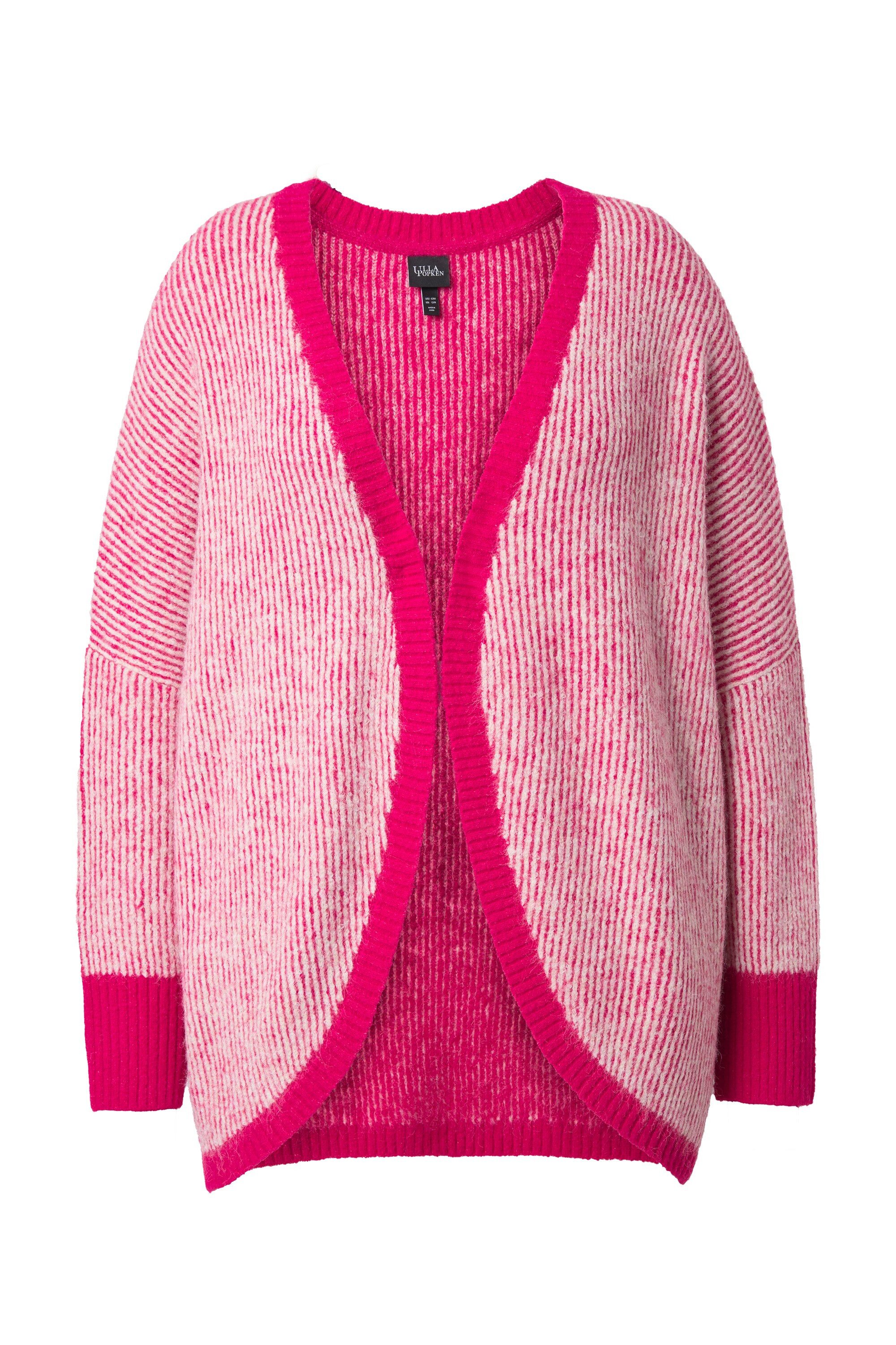 Ulla Popken Strickjacke Strickjacke Egg-Shape offene Form Langarm recycelt günstig online kaufen