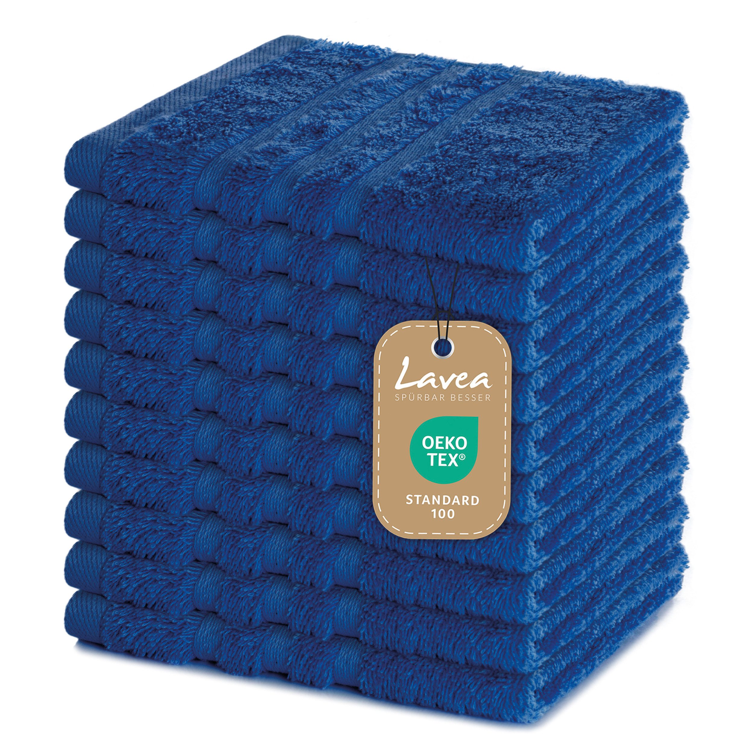 Lavea Seiftuch 10er Gästehandtücher Set 30x30 cm Elena Frottee, kleine Waschlappen, 100% Baumwolle (10er Set), 500 g/m² Frottier, weich & saugstark, pflegeleicht