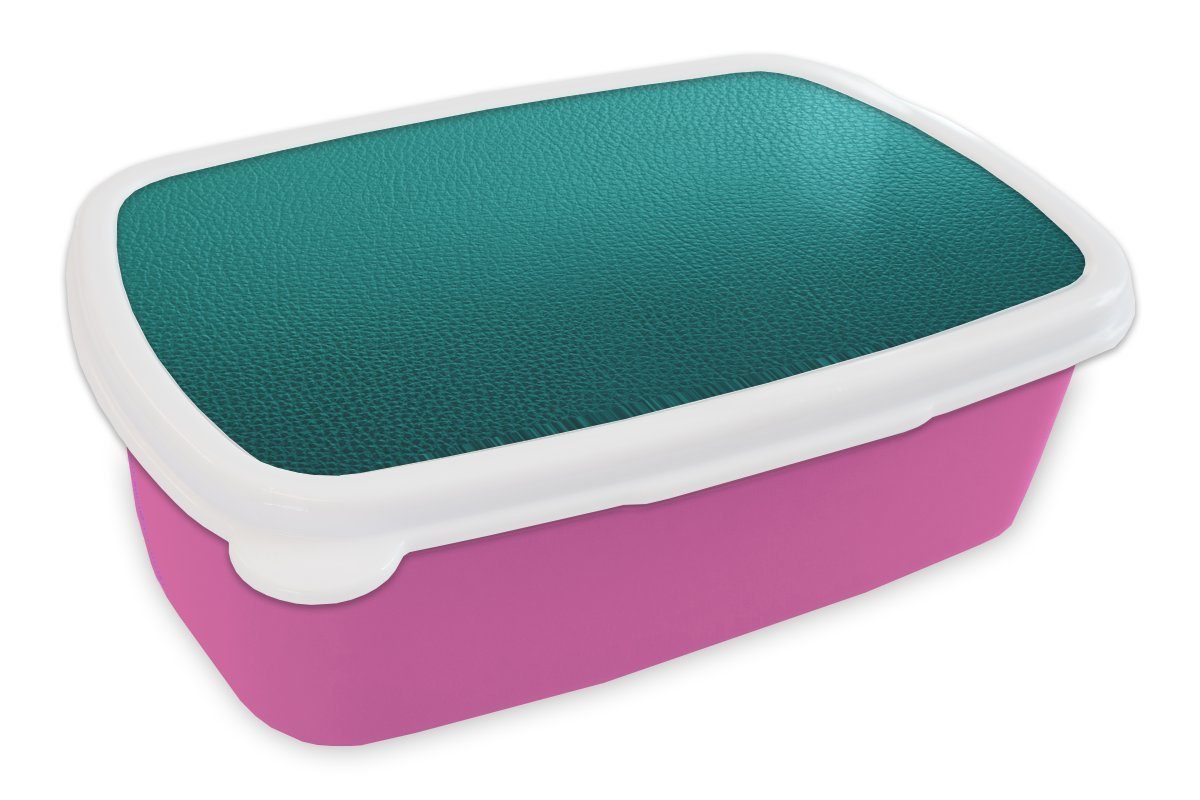 MuchoWow Lunchbox Hellgrüne Lederstruktur, Kunststoff, (2-tlg), Brotbox für Erwachsene, Brotdose Kinder, Snackbox, Mädchen, Kunststoff rosa