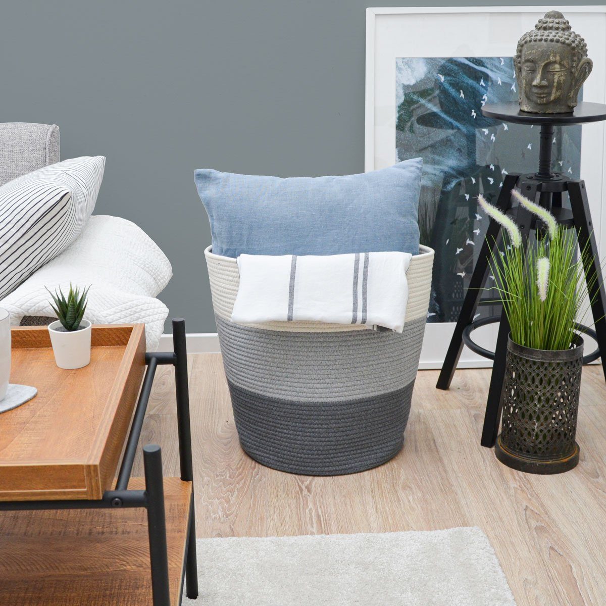 DuneDesign Aufbewahrungskorb 50L Baumwollkorb rund - günstig online kaufen
