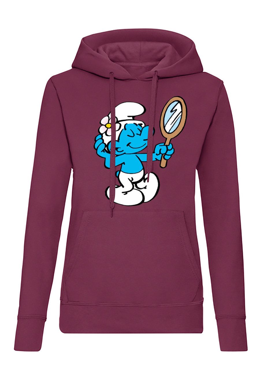 Blondie & Brownie Hoodie Beauty Schlumpf Spiegelmotiv Damen Hoodie Cartoon Streetwear Damen Hoodie Beauty Schlumpf Spiegel Motiv Baumwollmix Kapuze Casual
