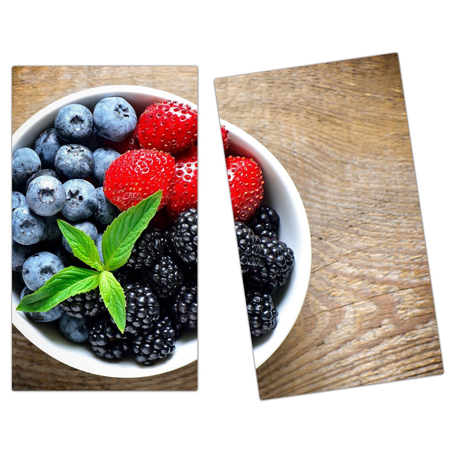 Herd-Abdeckplatte aus Töpfchen, tlg) Glas, im Beeren Spritzschutz Glas Primedeco Herdabdeckplatte (2