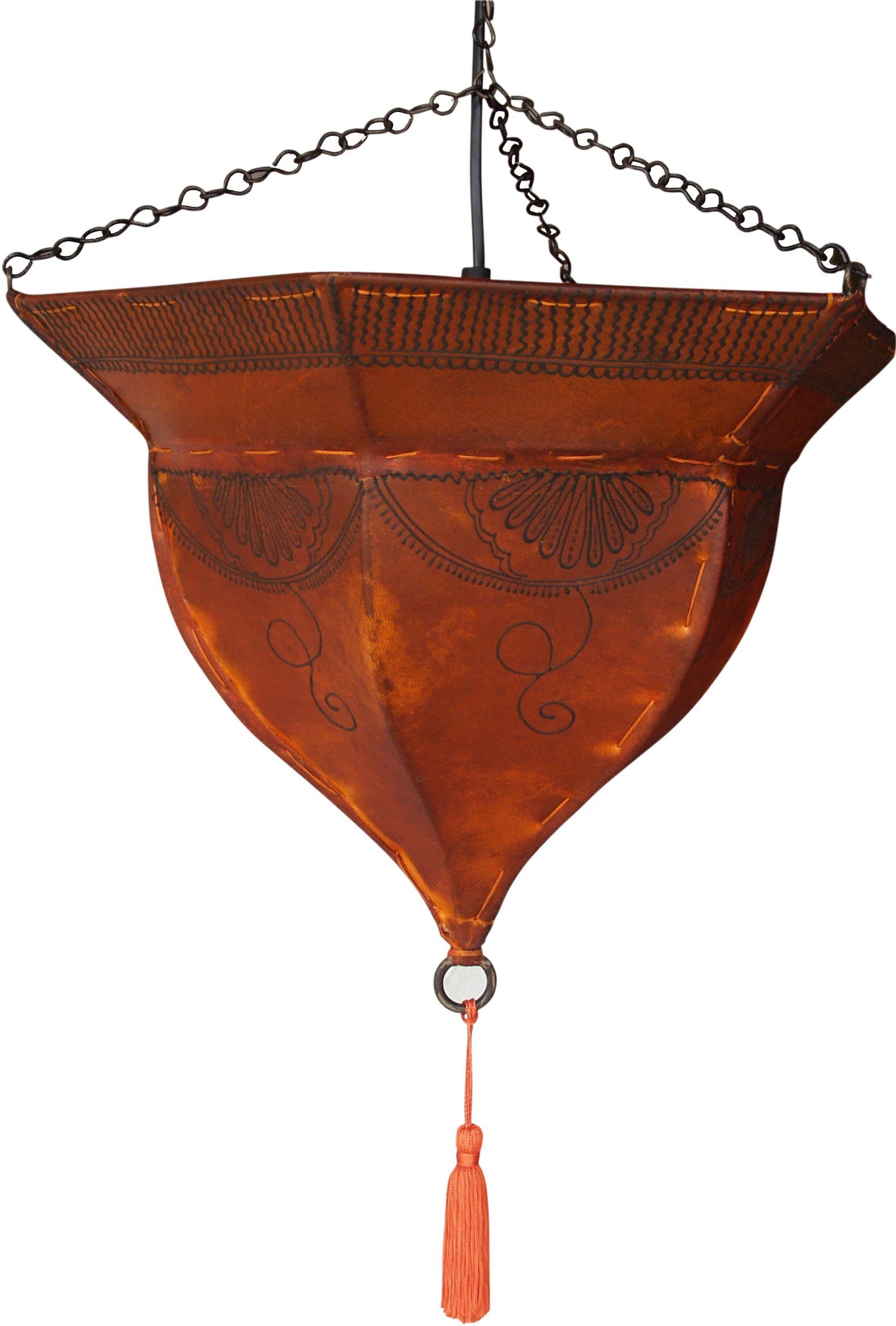 Guru-Shop Deckenleuchten Henna Deckenlampe Leuchtmittel - Leder inklusive orange, Mali - nicht