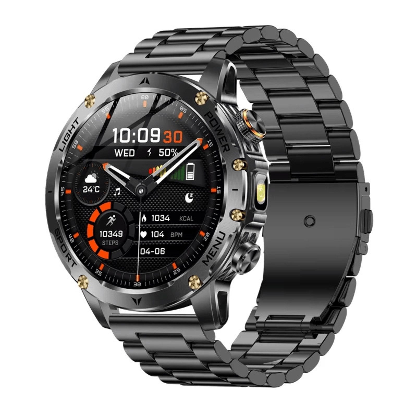 Nagham Ghazal Aswad Smartwatch Männer Bluetooth Anruf Taschenlampe Fitness Tracker 2025 Smartwatch (5cm cm), Taschenlampe integriert, Große 1000 mAh Batterie, Bluetooth-Anrufe