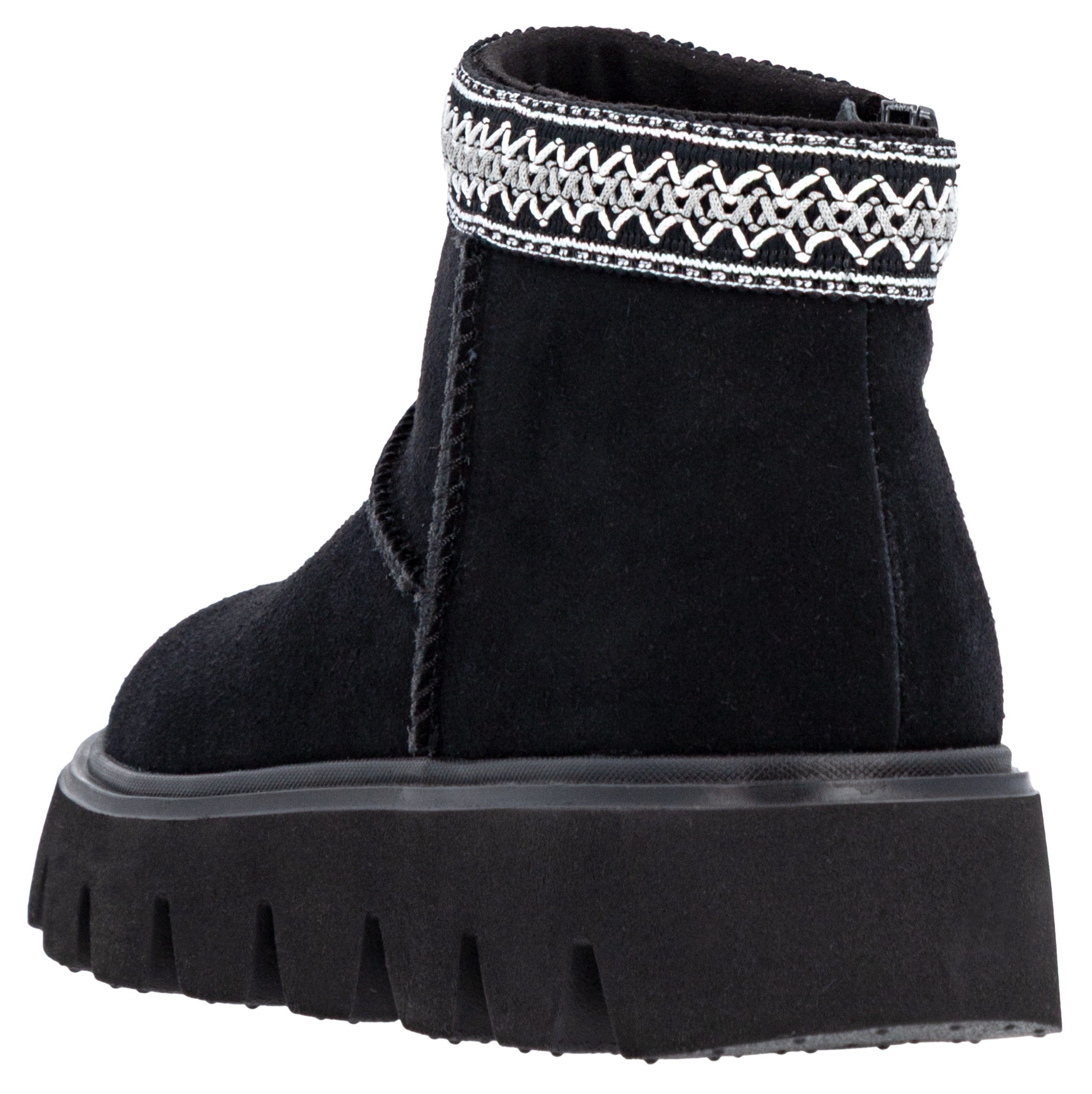 Rieker Sport Winterboots Plateauboots, Stiefelette mit Textileinfass im Ethno-Look