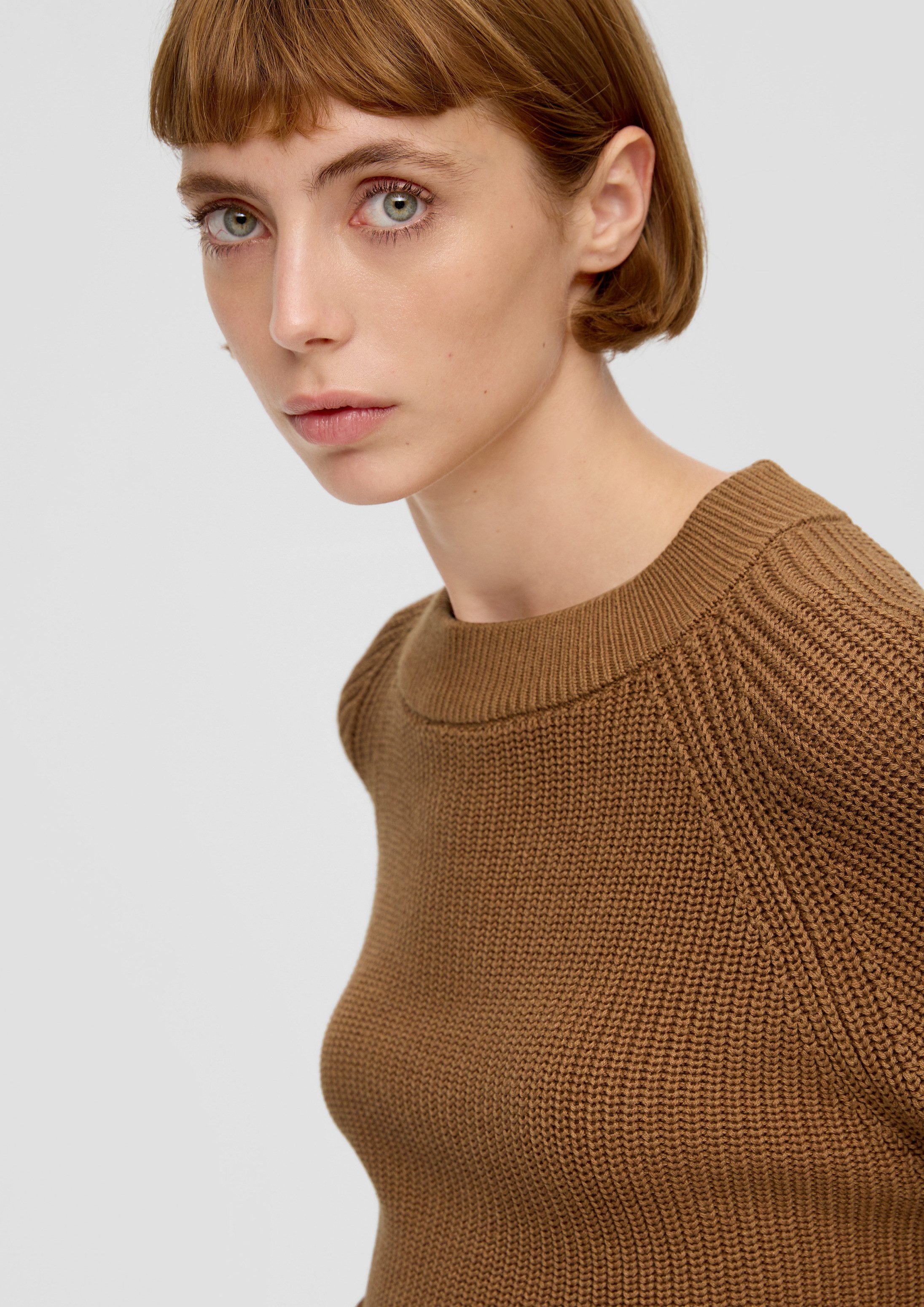 s.Oliver Longpullover Strickpullover Strickpullover mit Rippstruktur