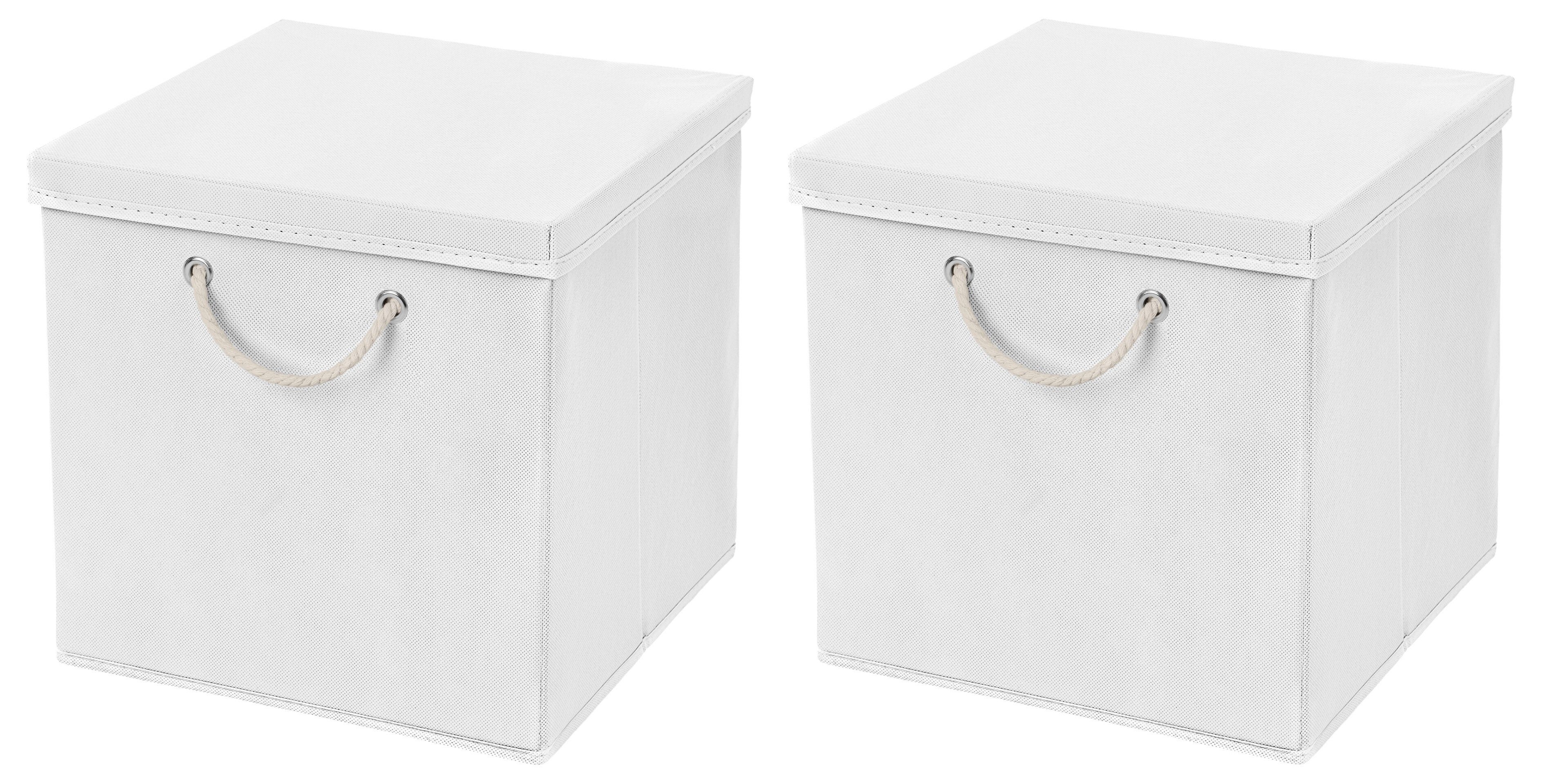 Faltbox 2 Stück 30 x 30 x 30 cm Aufbewahrungsbox Stoffboxen in verschiedenen Farben (2er SET 30x30x30) Faltbox moderne Faltkiste Maritim mit Kordel 30cm