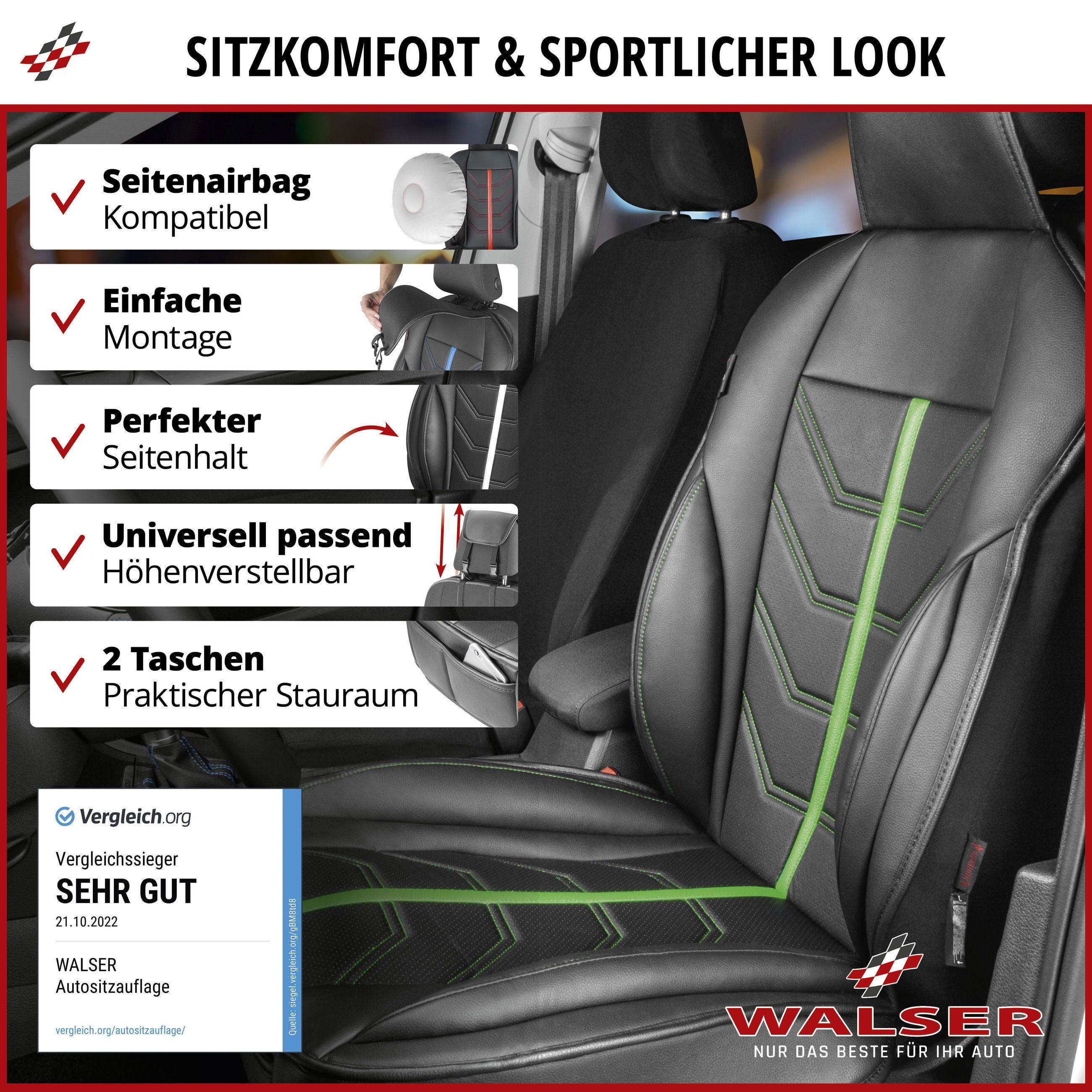 WALSER Autositzauflage Sitzaufleger Kimi, 1 Stück, 1-tlg.