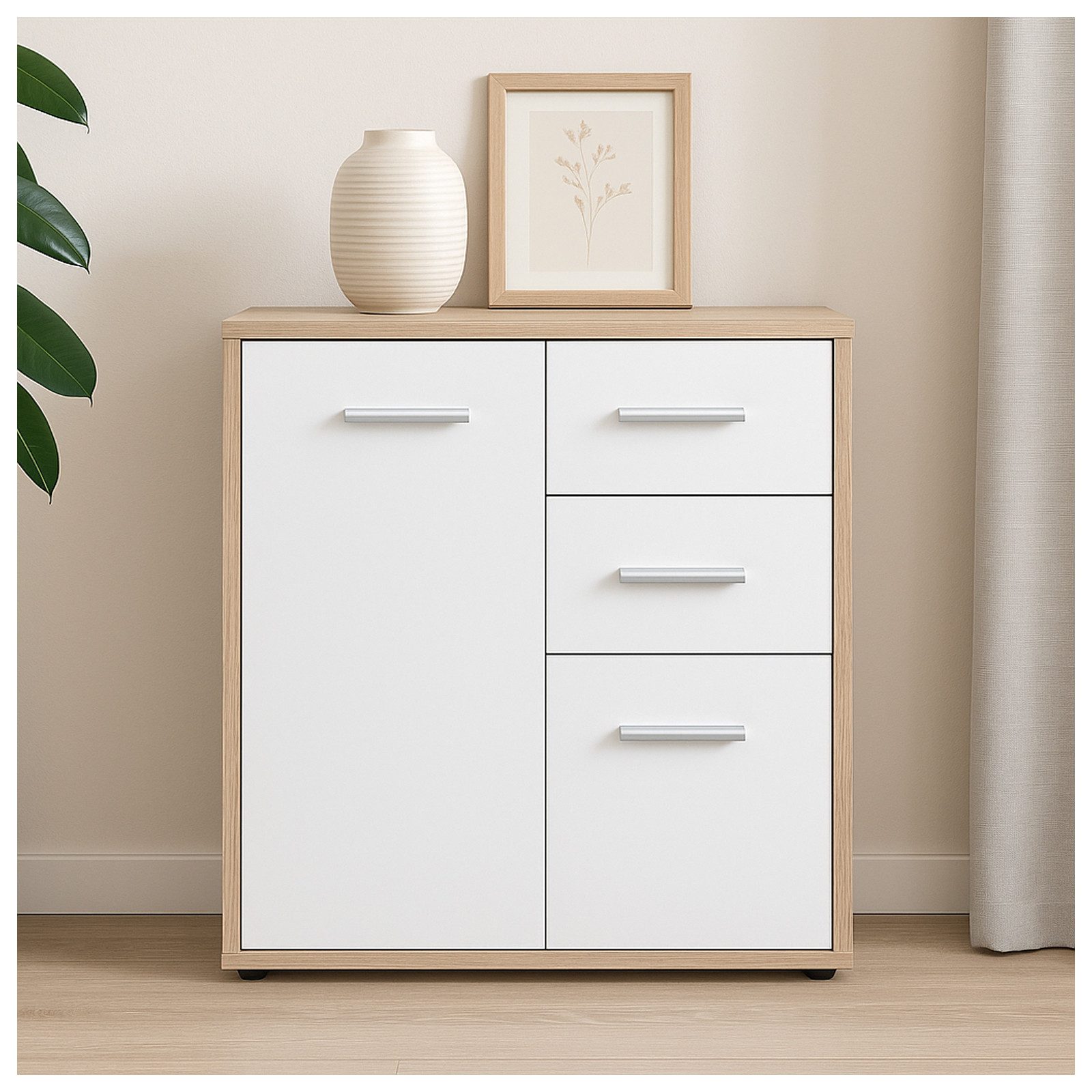 HTI-Living Sideboard Kommode mit 2 Schubladen Nina Sonoma/Weiß (Stück, 1 St günstig online kaufen