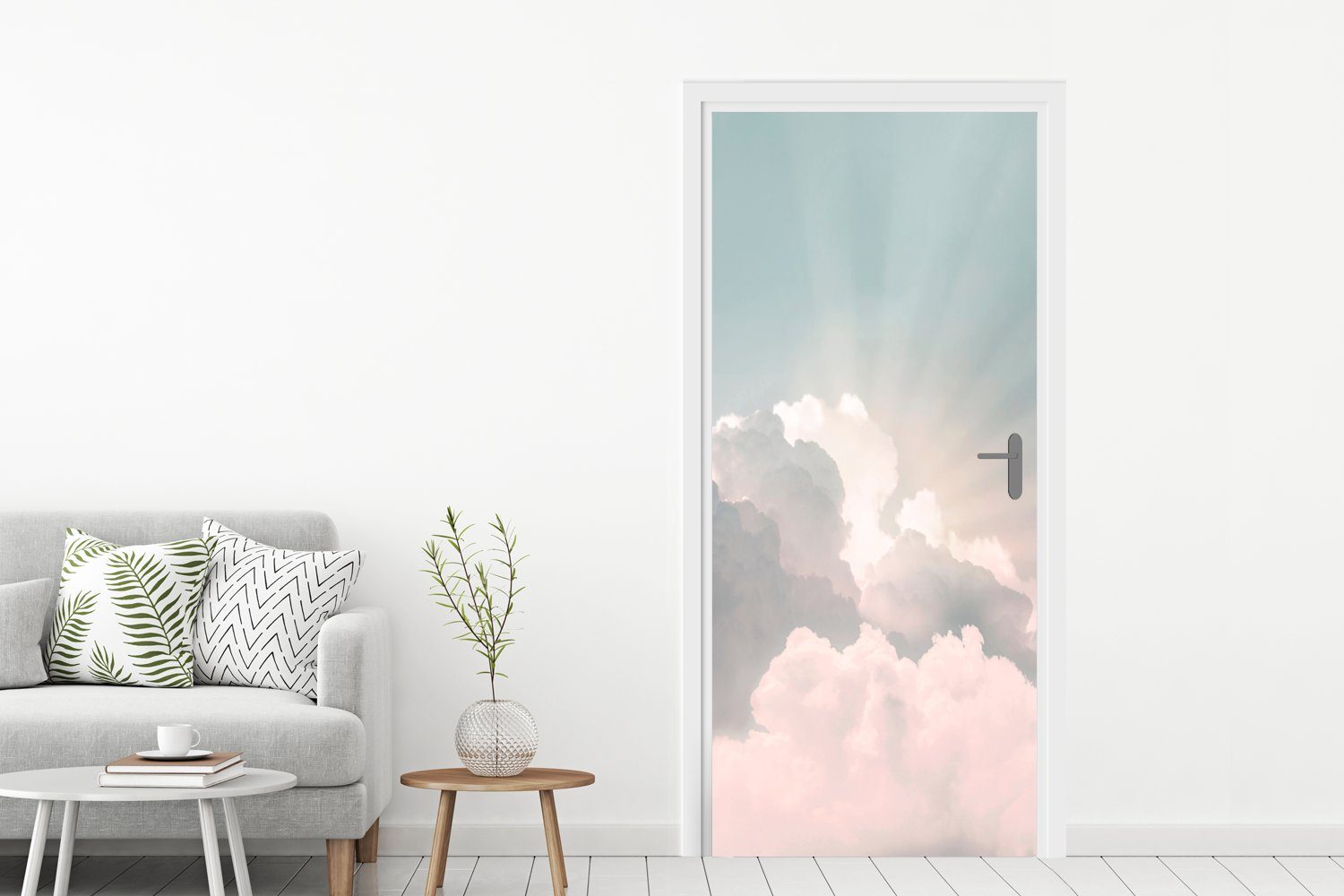 Tür, Sonne - - cm bedruckt, MuchoWow (1 Türtapete Natur, - Türaufkleber, 75x205 Matt, St), Fototapete Himmel für Wolken