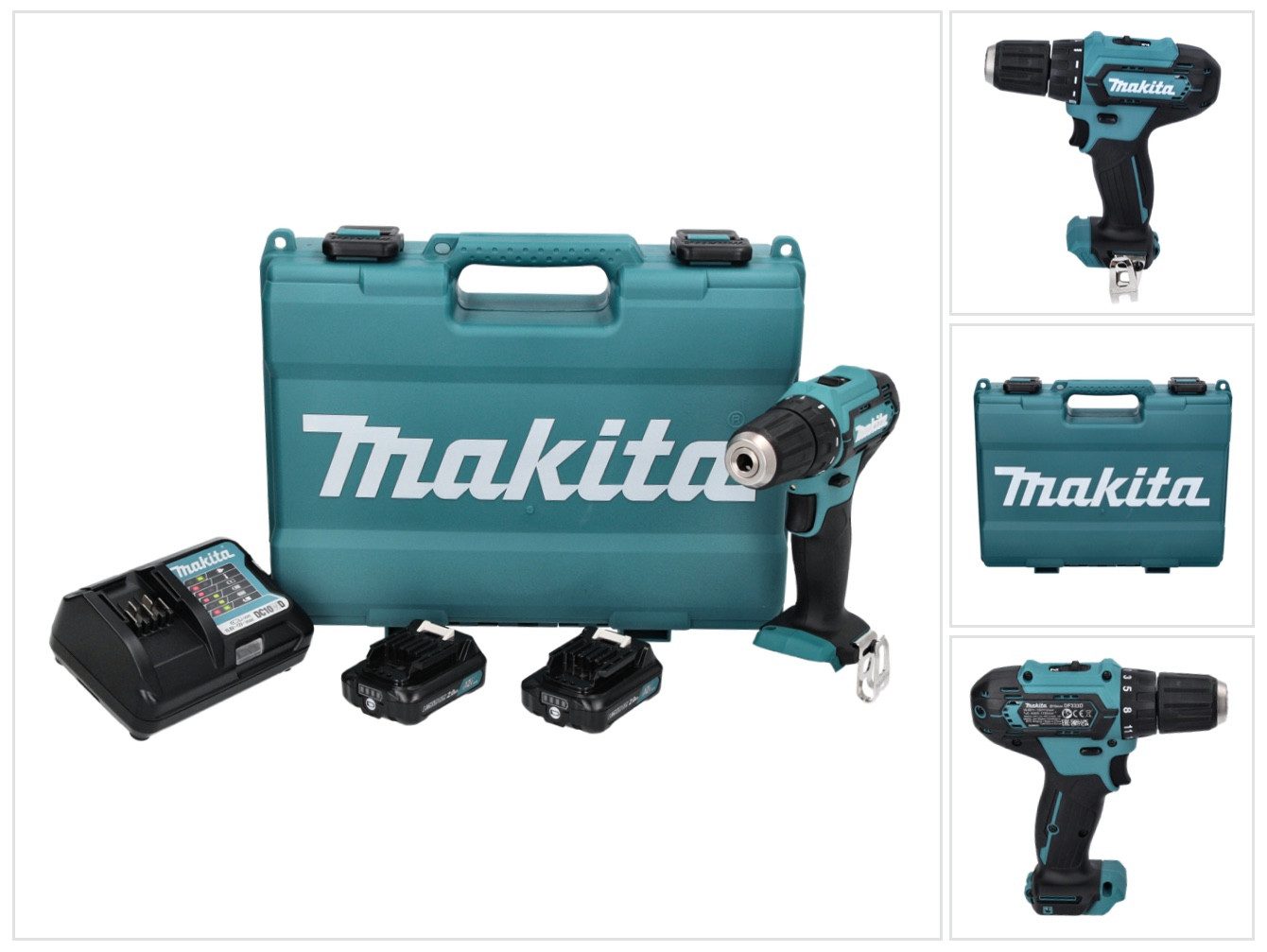 Makita Akku-Schrauber DF 333 DWAE Akku Bohrschrauber 12 V max. 30 Nm + 2x Akku 2,0 Ah