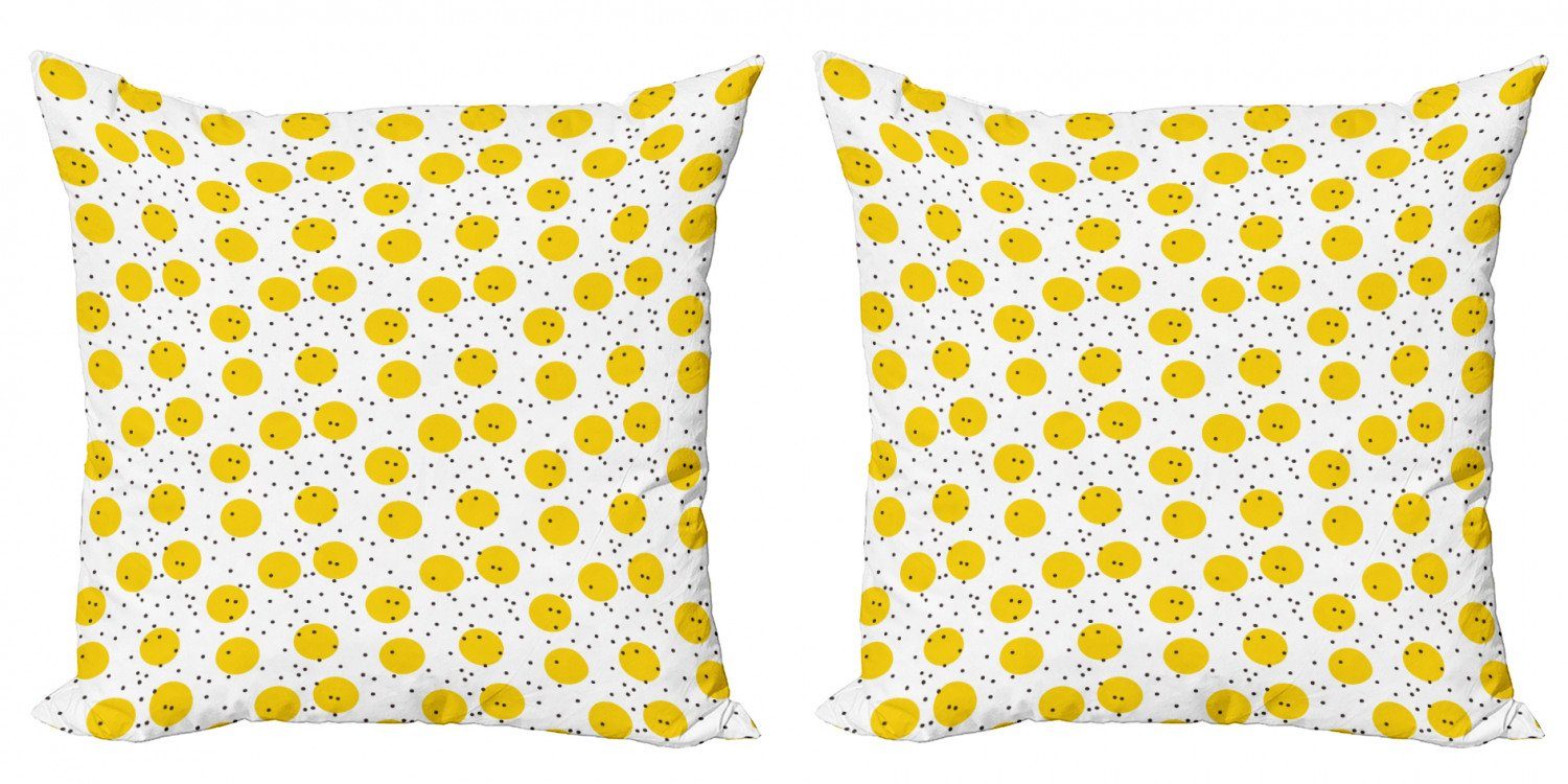 Doppelseitiger Stück), Abakuhaus Accent (2 große Kreise Weiß Gelb Digitaldruck, und Modern Kissenbezüge