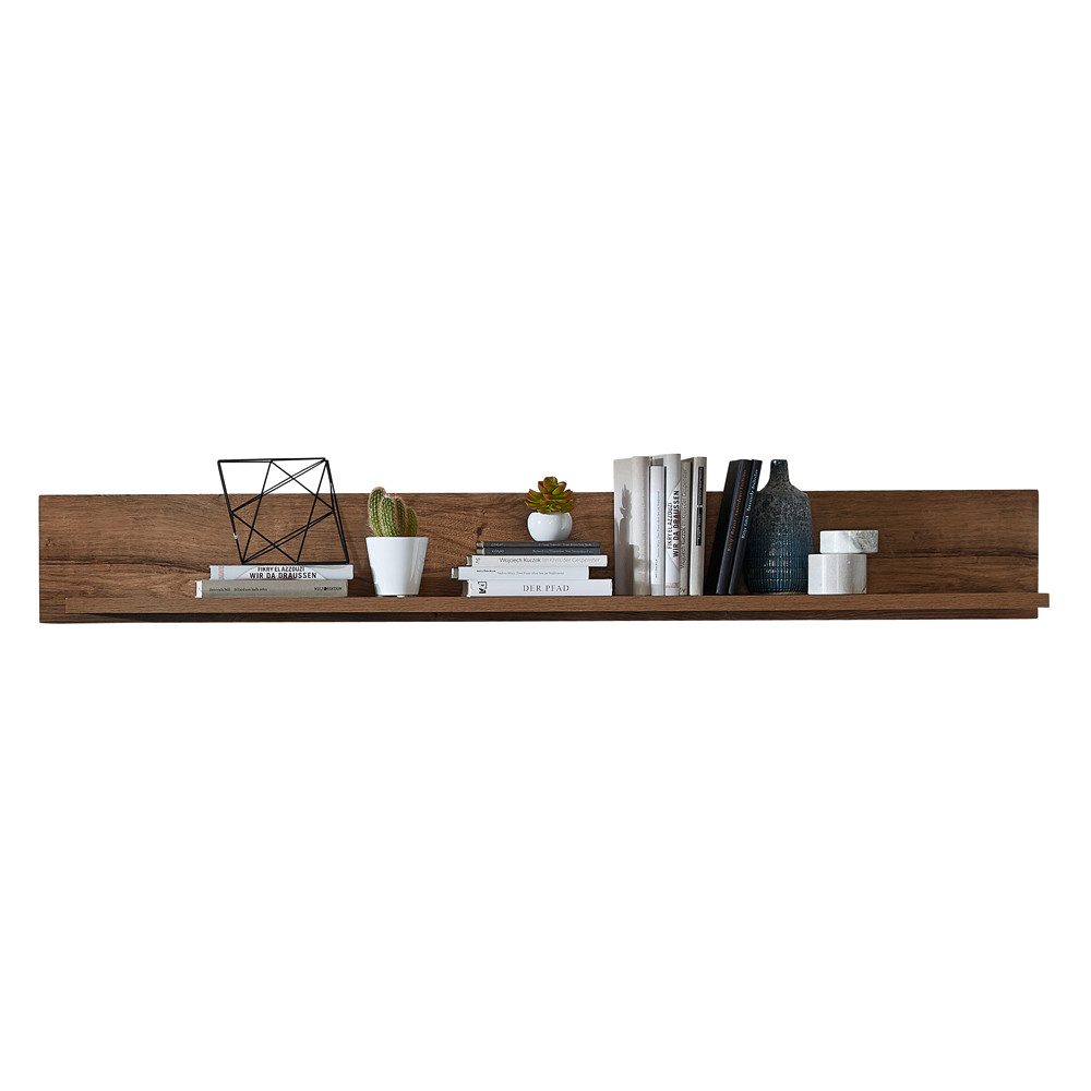 Lomadox Wandregal MINNEAPOLIS-55, Wandboard im Industrial look in Haveleiche Cognac B/H/T: 155/20/25cm