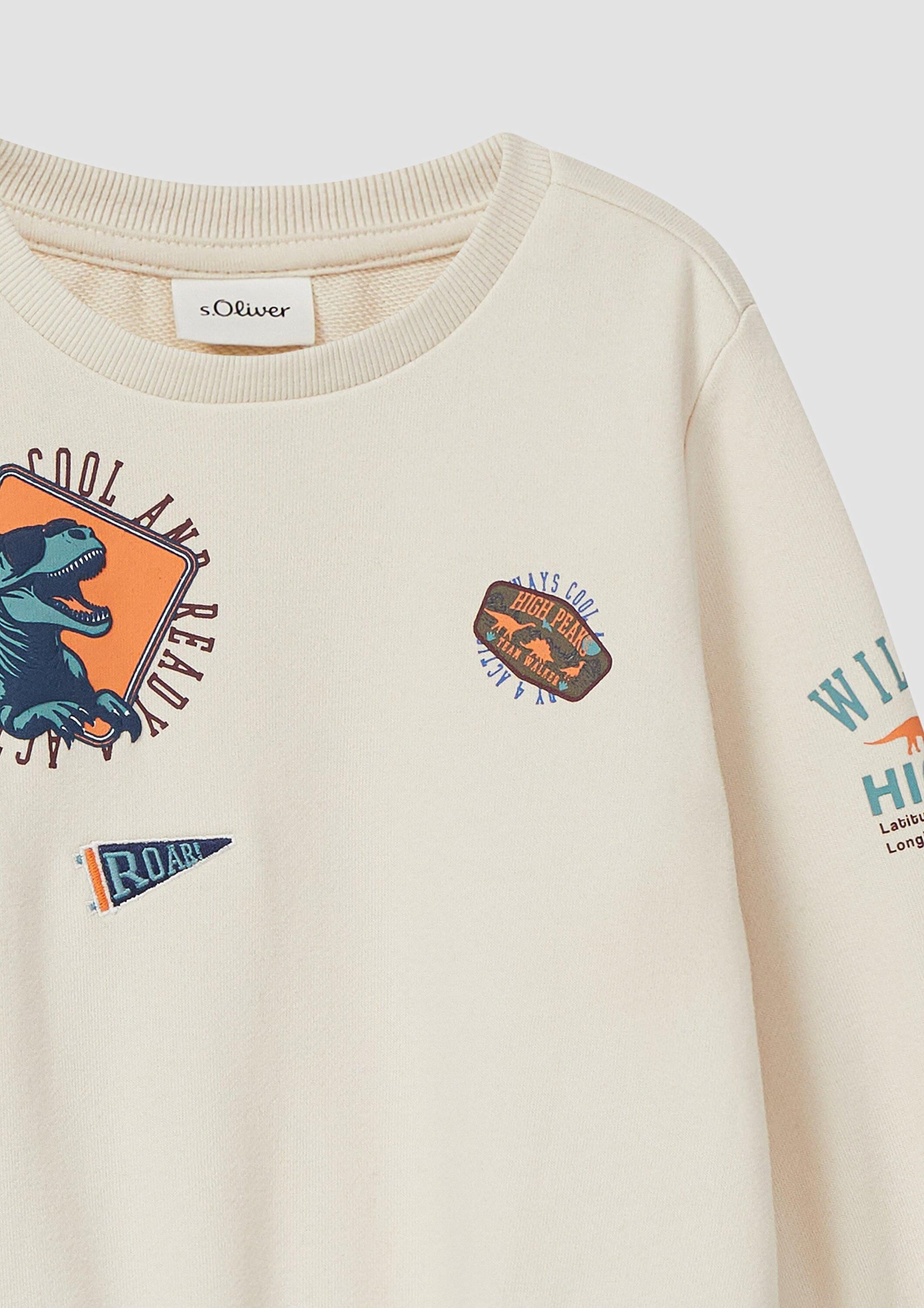 s.Oliver Sweatshirt Sweatshirt Sweatshirt mit 3D-Prints und Stickerei-Details – Bild 4 von 4