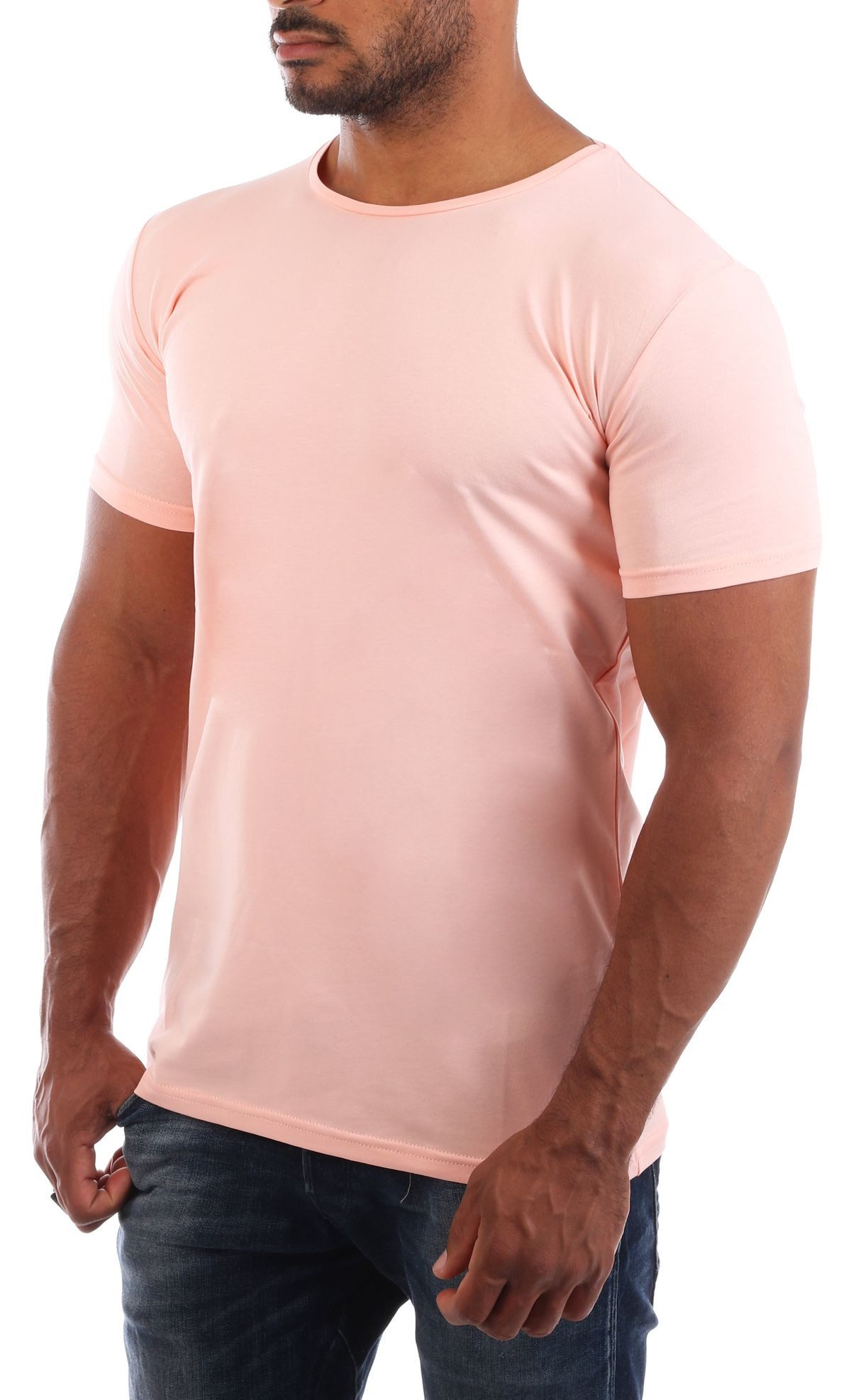 Young & Rich T-Shirt Herren Uni Basic rundhals Ausschnitt Unterziehshirt 1701 Rundhalsauschnitt unifarben kurzarm regular fit