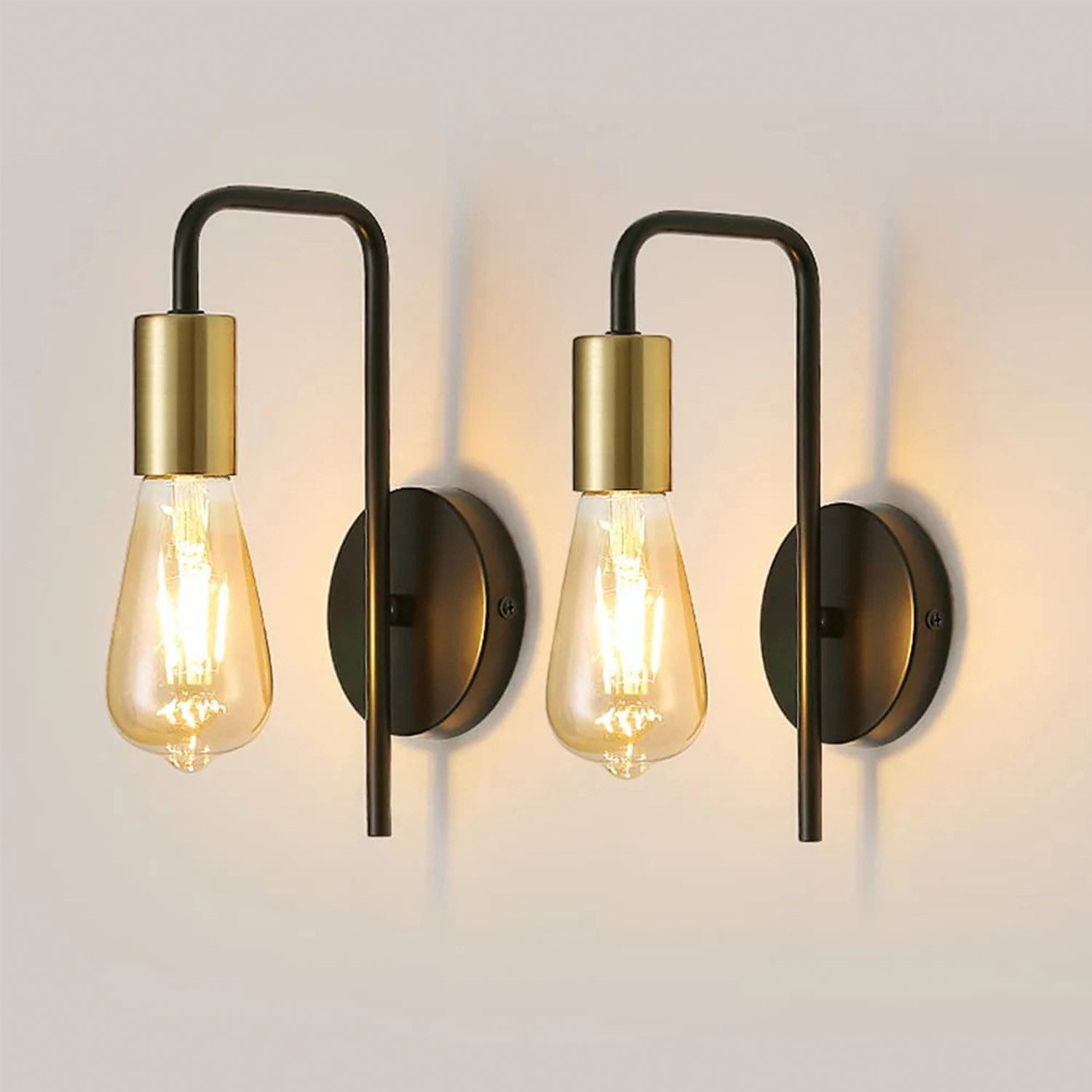 Riserva LED Deckenleuchte Industriell-vintage U-förmige Wandlampe Schwarz-Gold 2er-Set E27