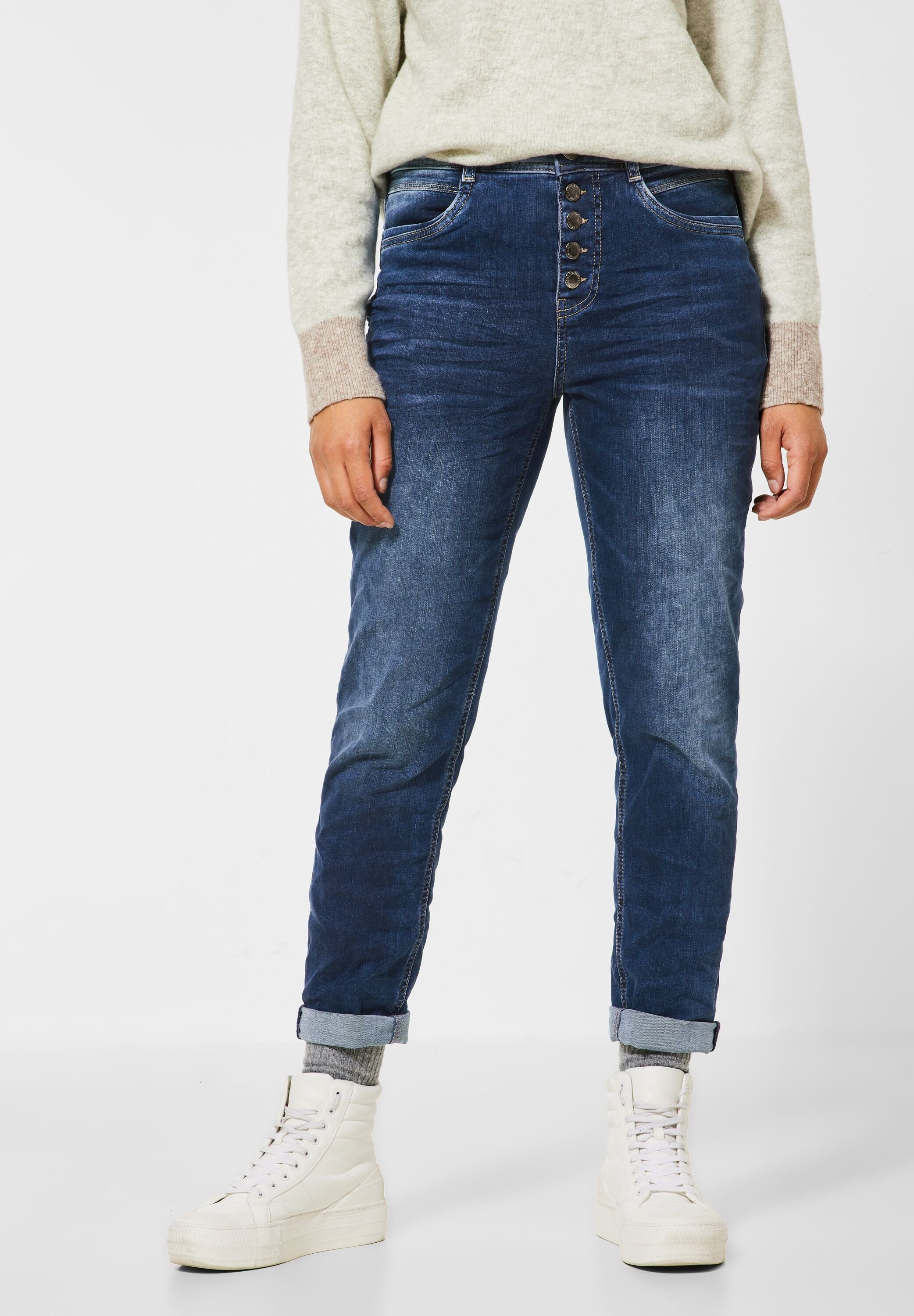 Maße Brilliant Jeans Ra 26/30 (1-tlg) Indigo cm, ca.: bei in STREET Innenbeinlänge cm Fit ONE One 16 Bequeme Casual Taschen, Jeans 74 Größe Fußweite Street