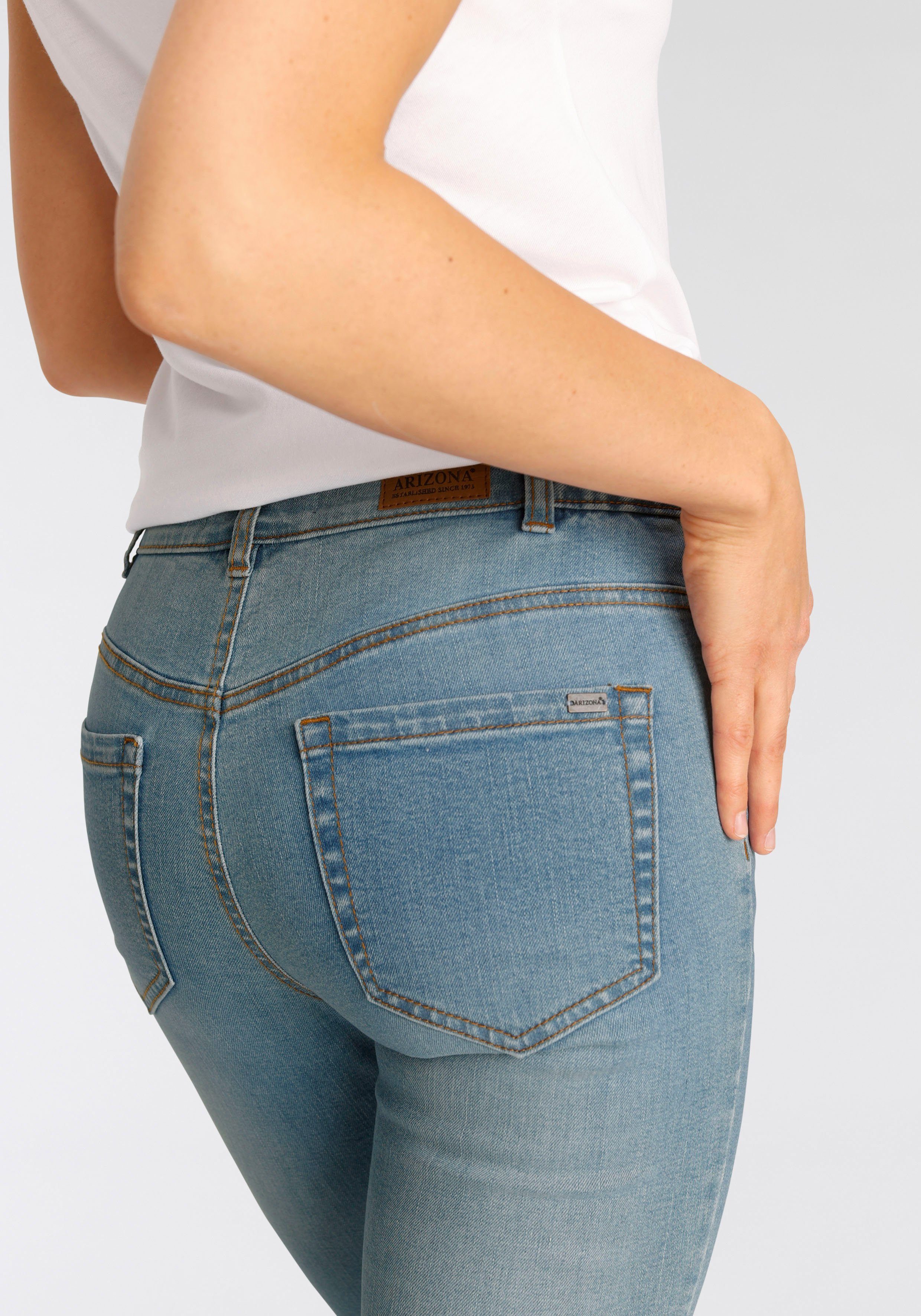 High Gummizugeinsatz Waist Bund mit seitlichem Slim-fit-Jeans Arizona bleached