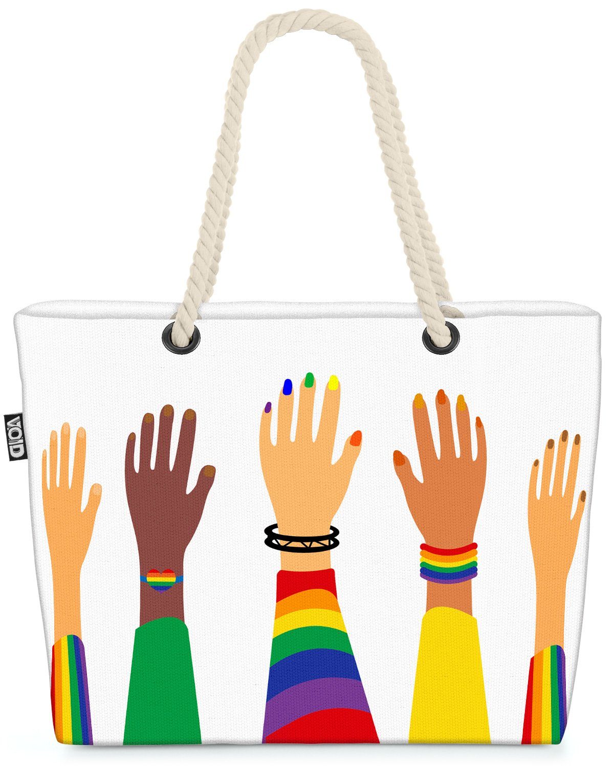 VOID Strandtasche (1-tlg), Pride Hands Regenbogen Hände Menschen Armband Familie Gay pride flag