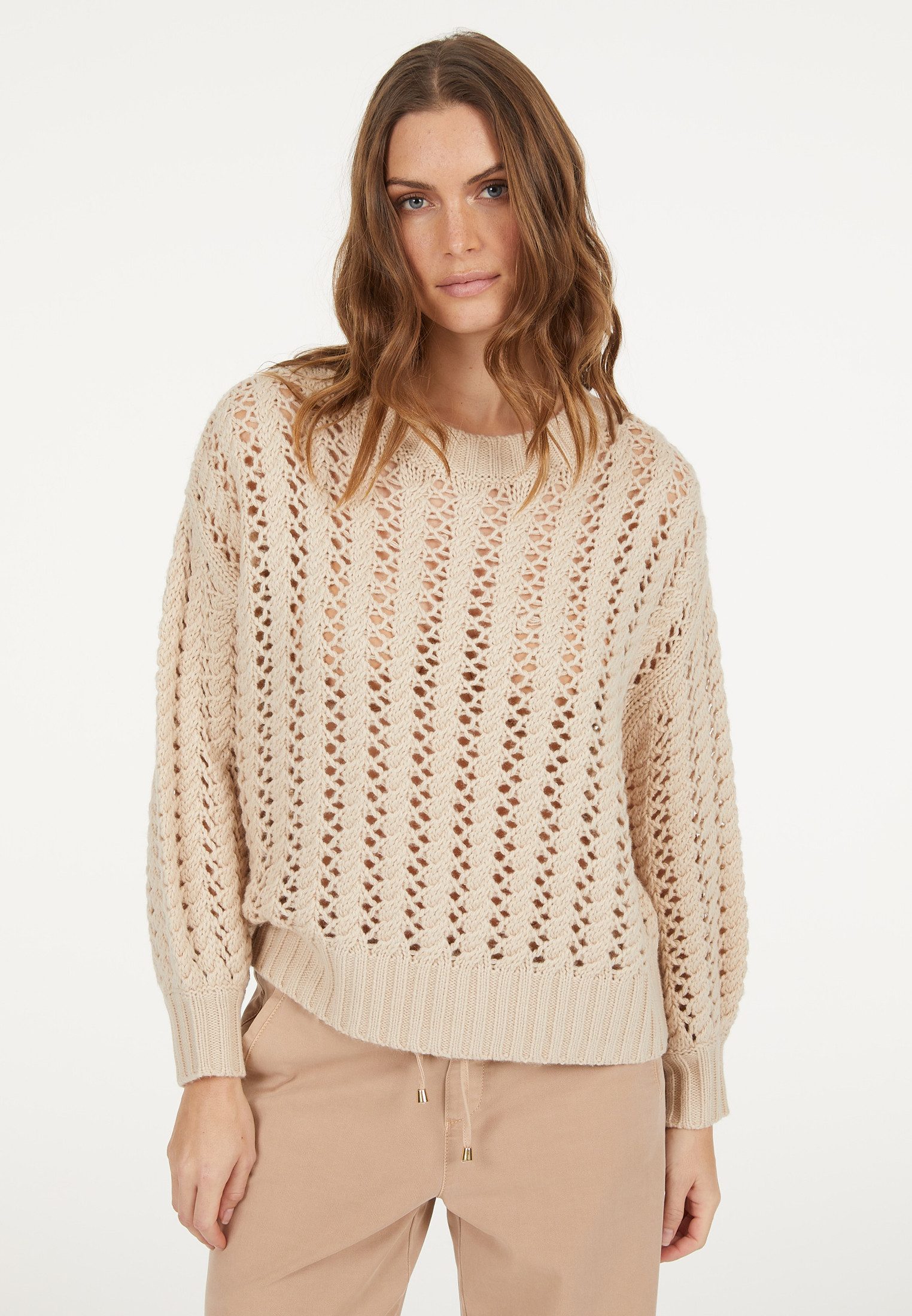 MARC AUREL Rundhalspullover mit offener Struktur