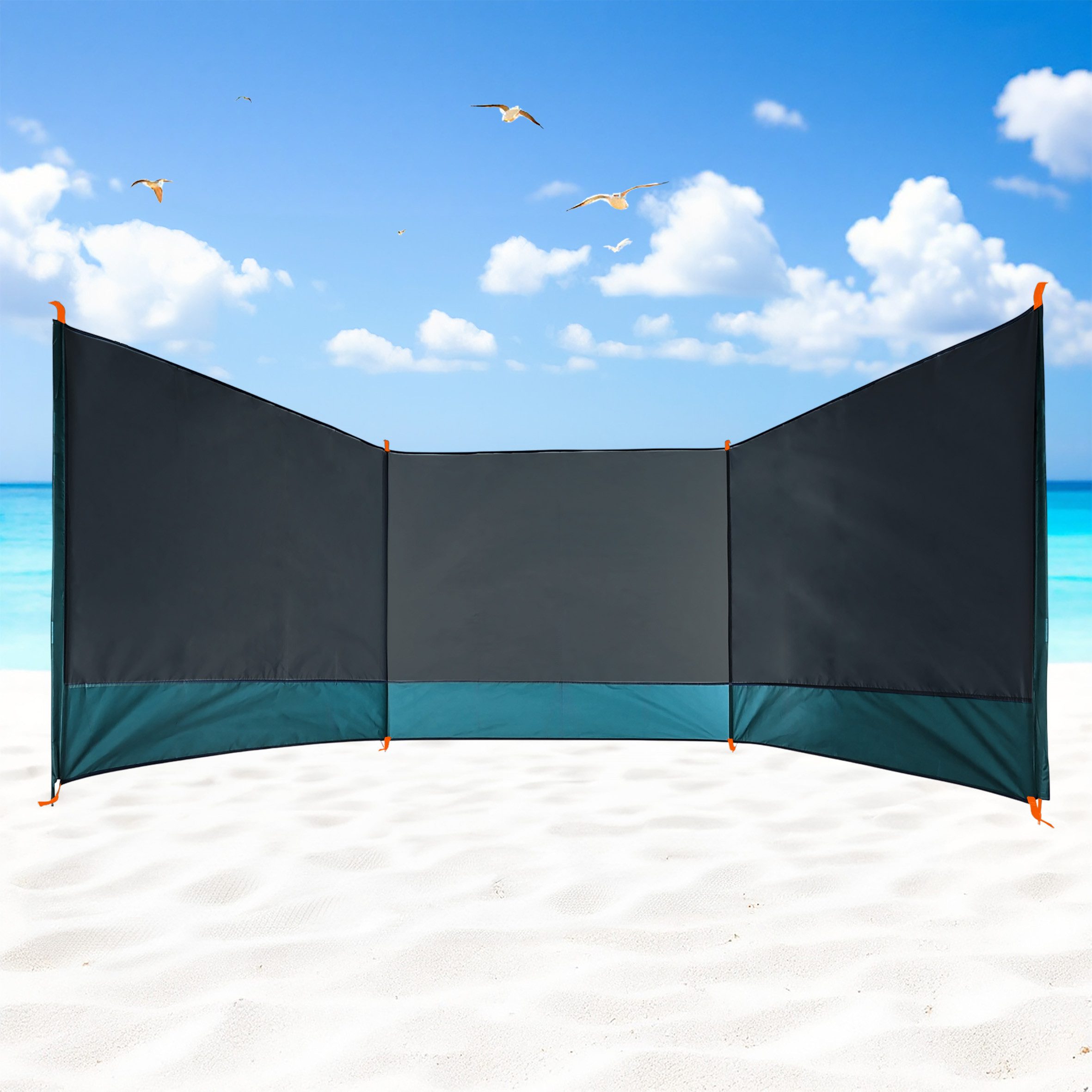 Spetebo Windschutz Strand Windschutz grau mit Tragetasche - 400 x 140 cm, Personen: 6 (Anzahl, 1 tlg., Stück), Inklusive Tragetasche