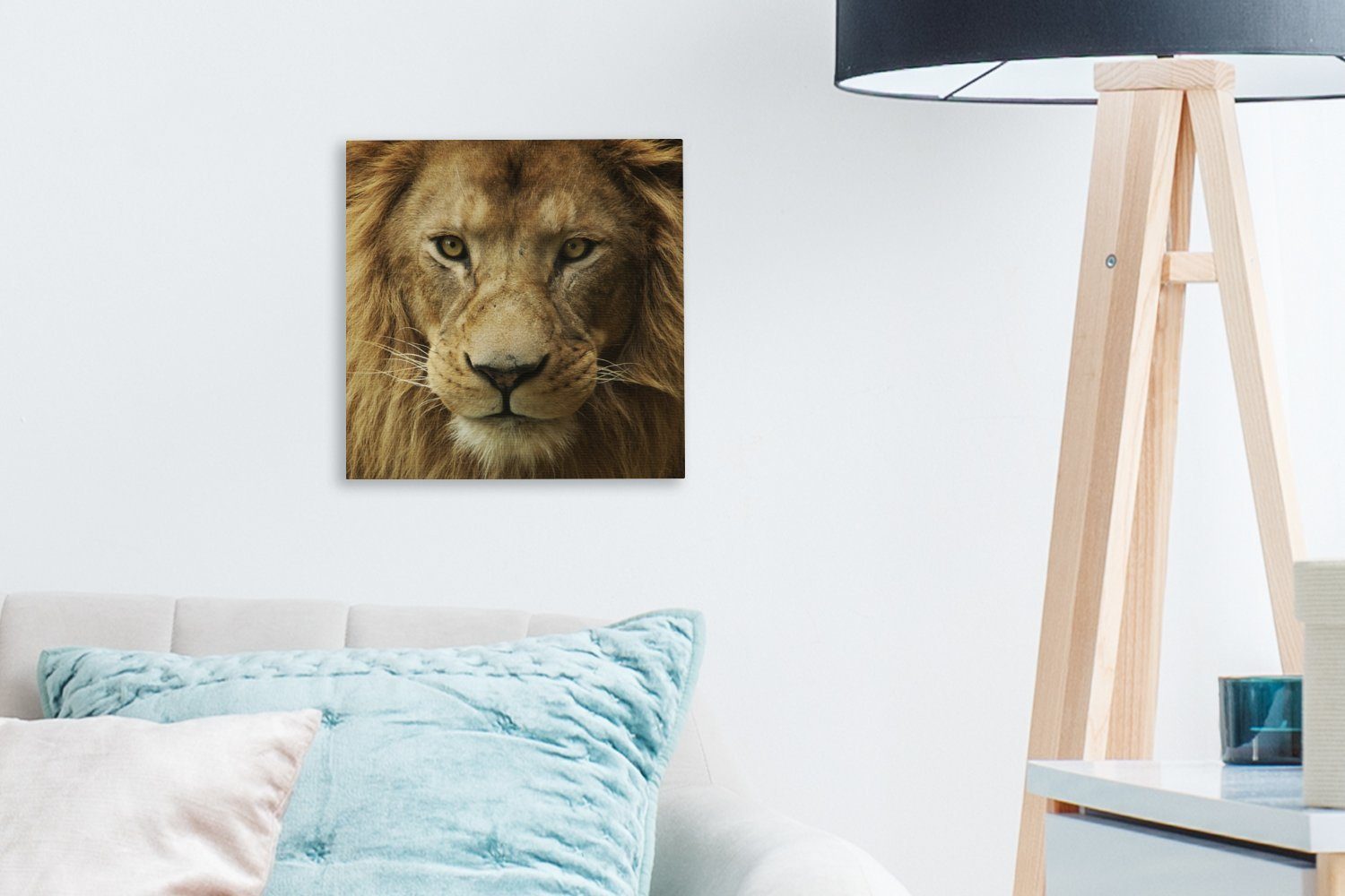 OneMillionCanvasses® Leinwandbild Porträt Wohnzimmer St), - - Schlafzimmer Afrika (1 Leinwand Löwe, Bilder für