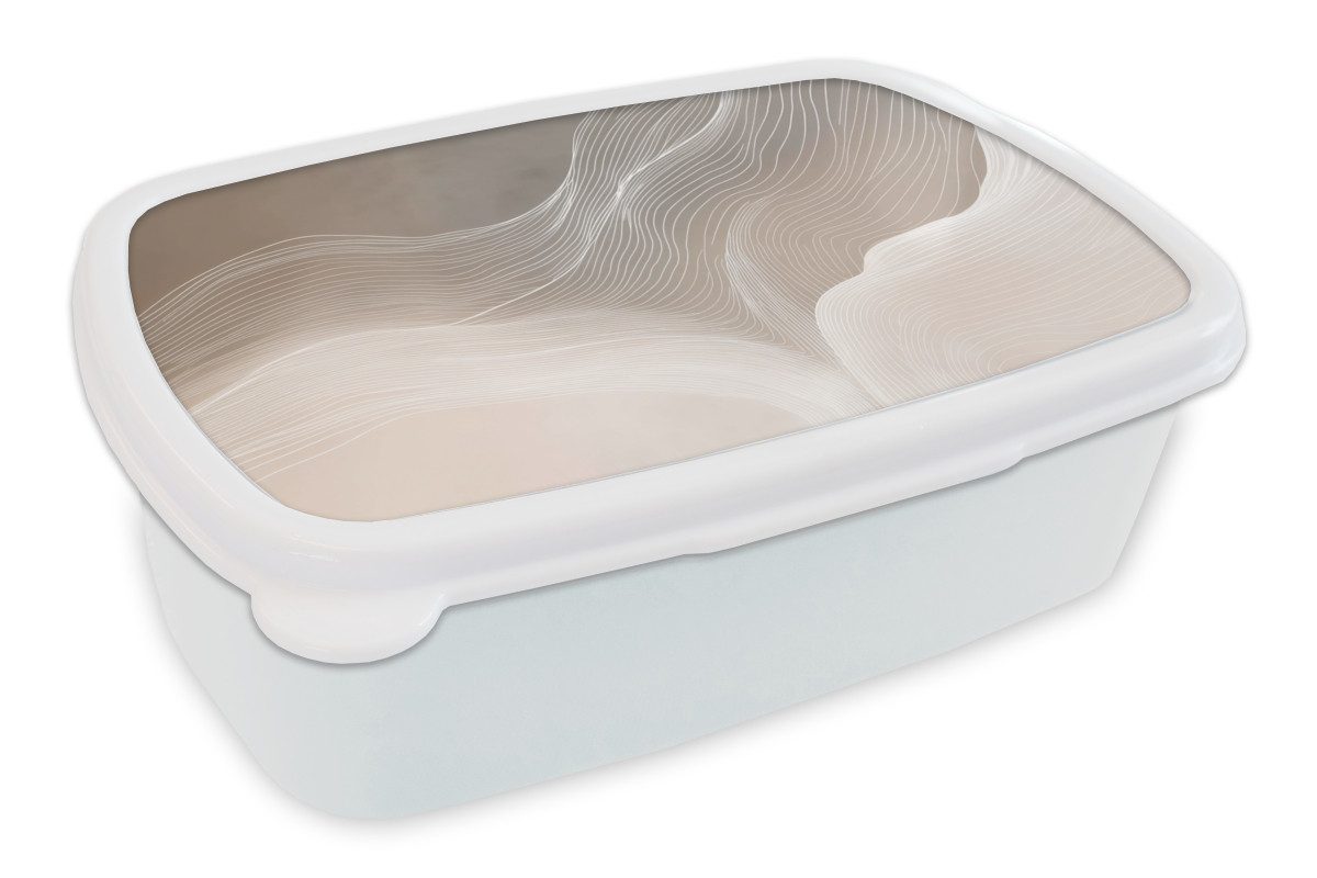 MuchoWow Lunchbox Wellenlinien - Luftströme - Harmonisch, Kunststoff, (2-tlg), Brotdose Schule oder Arbeit, Brotbox für Kinder und Erwachsene