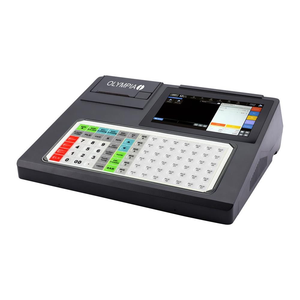 OLYMPIA OFFICE Registrierkasse K200 PLUS, Kasse inkl. Drucker, Kassensystem für Restaurant, Gastronomie, schwarz