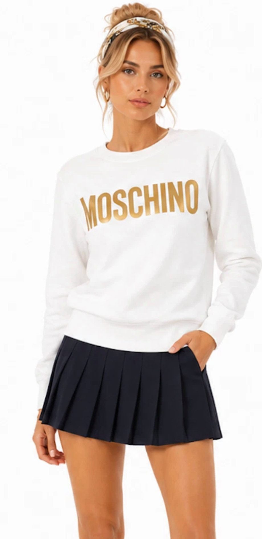 Moschino Sweatshirt Couture! Milano Sweatshirt Premium Pullover Sweater Ikonisches Statement-Piece der Moschino Couture! Kollektion