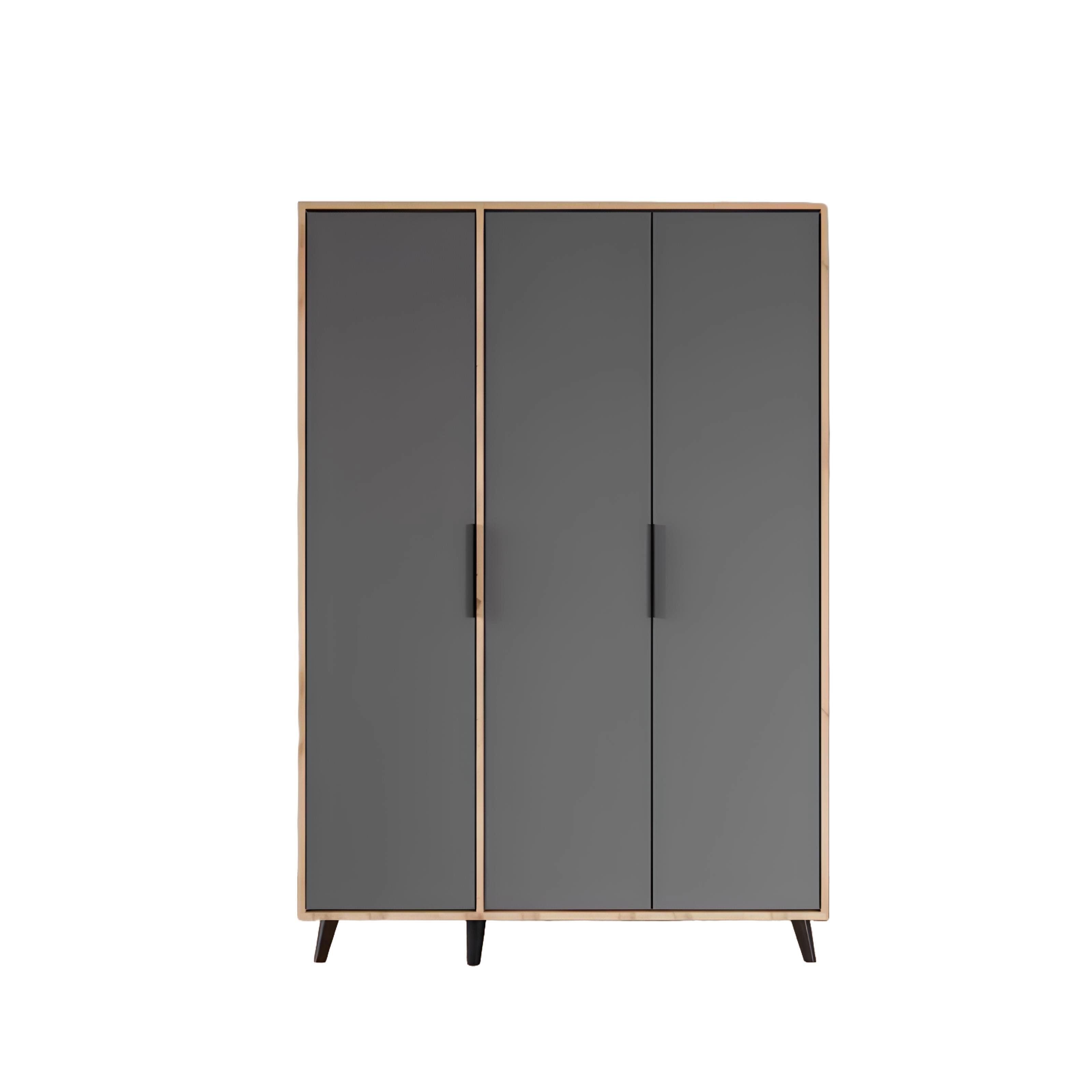 Xlmoebel Kleiderschrank Rechteckiger Kleiderschrank in modernem Grau-Braun Design (Kleiderschrank) Hergestellt in Europa