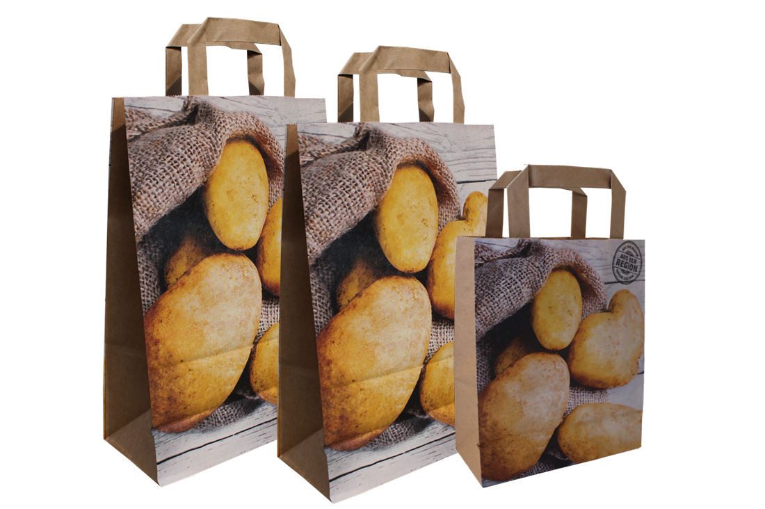 Tragetasche Papiertragetasche braun, "Kartoffeln" 90g/qm, 18 günstig online kaufen
