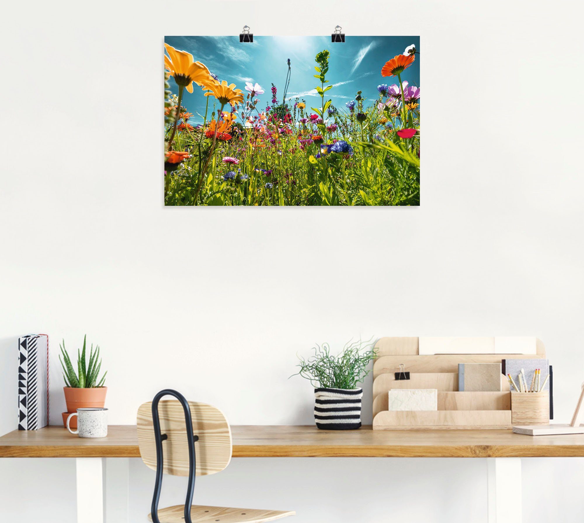 Artland Wandbild als versch. Wandaufkleber (1 Poster St), Leinwandbild, Buntes Blumenwiese Alubild, Blumenfeld, in oder Größen