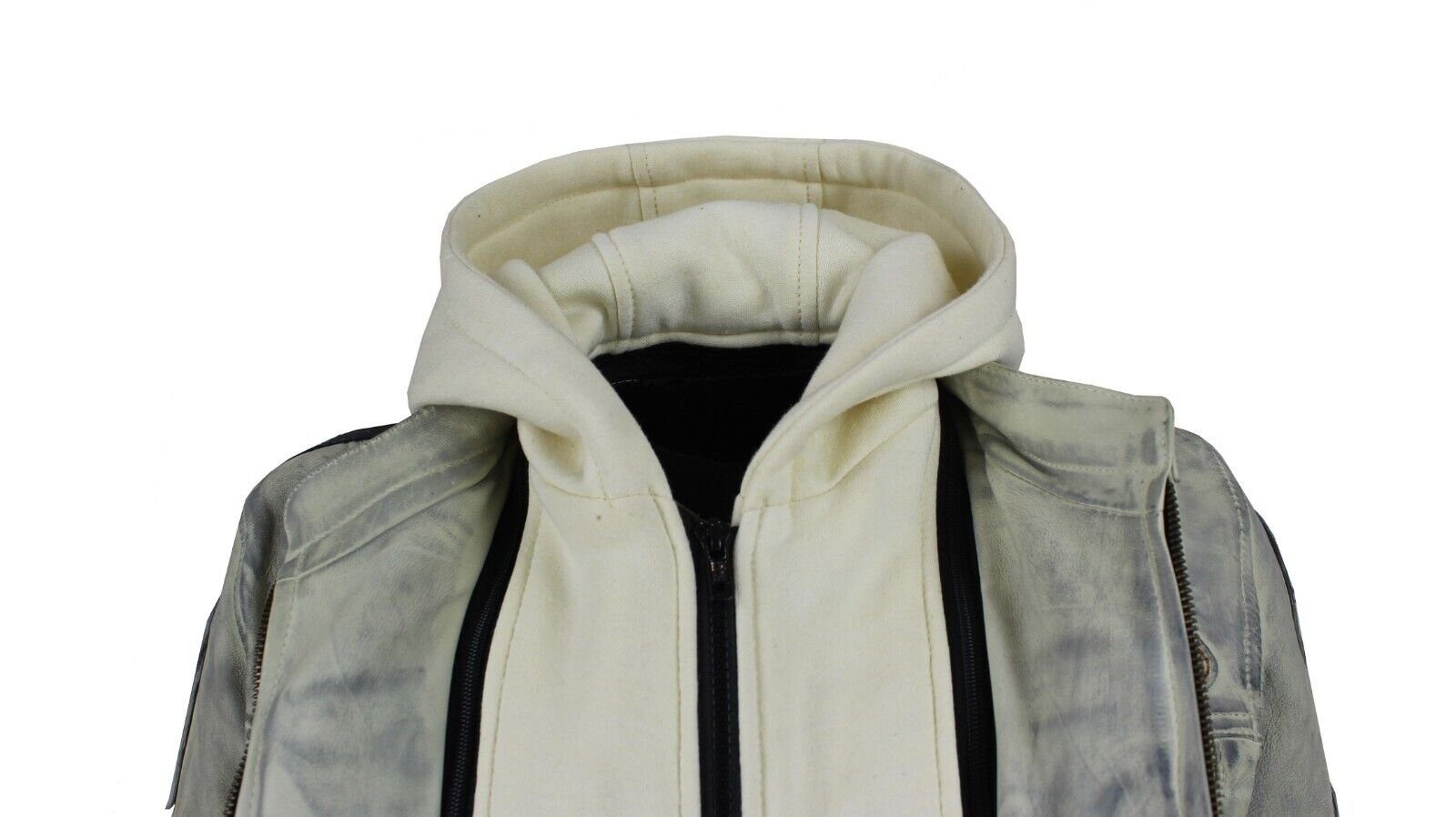 Alpha Speeds Bikerjacke Damen Leder Jacke Biker Freizeit Highway Jacke Weiß aus weichem Lammleder, mit Protektoren & Kapuze – Bild 4 von 5