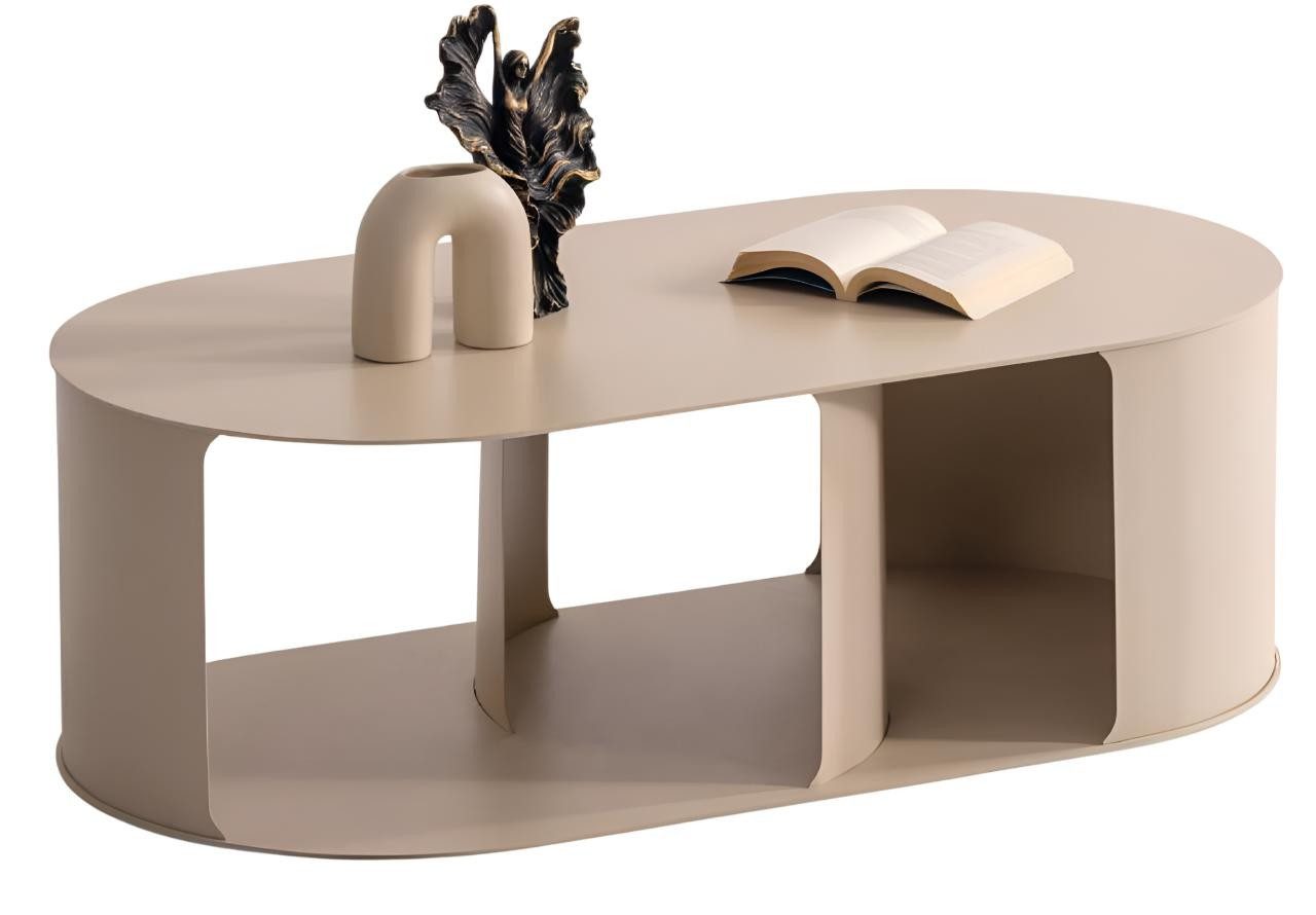 Xlmoebel Couchtisch Halbrunder Couchtisch von XLMOEBEL in Beige mit Metallfinish, Made in Europa