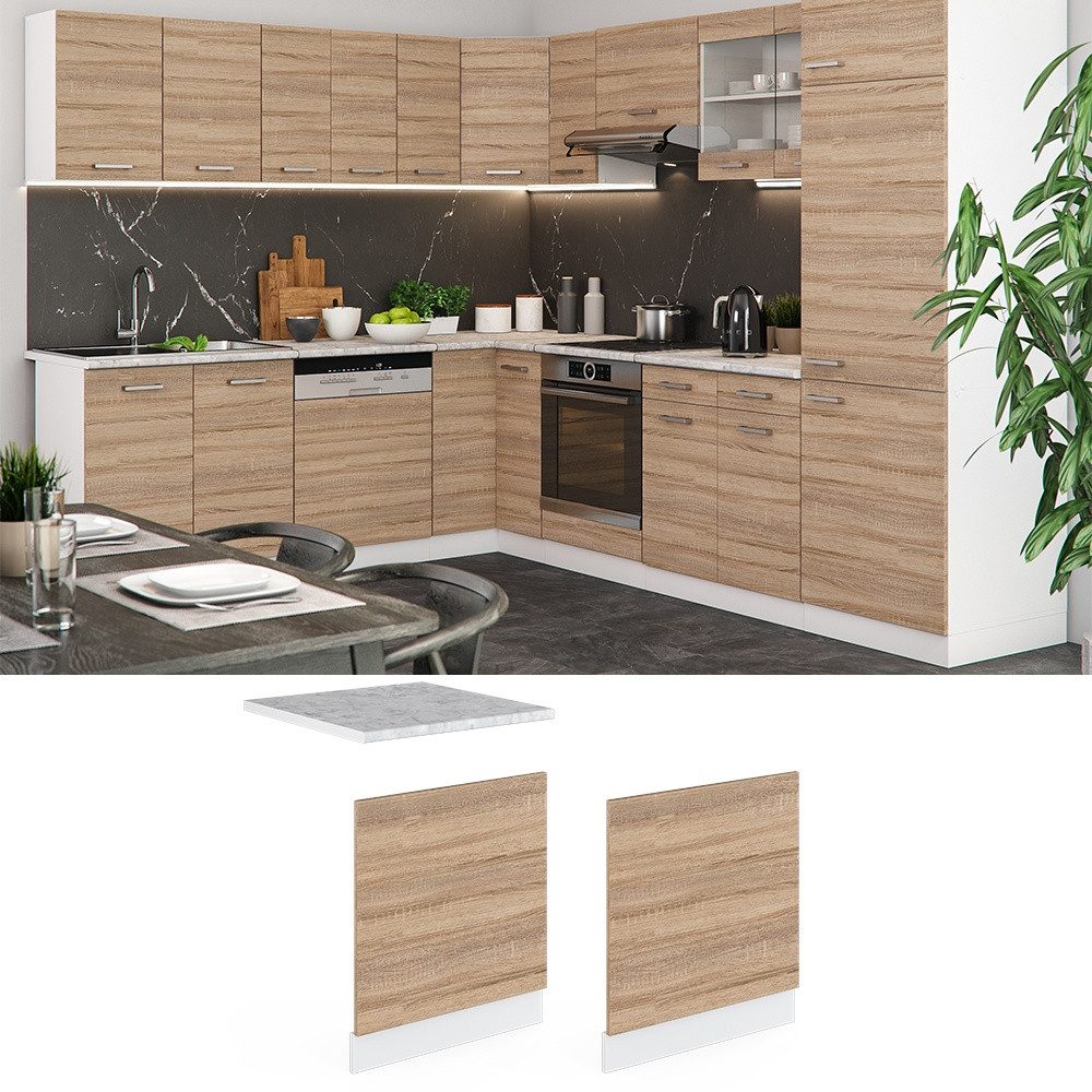 Vicco Frontblende R-Line, Sonoma/Weiß, 60 cm ohne Arbeitsplatte (1 St)
