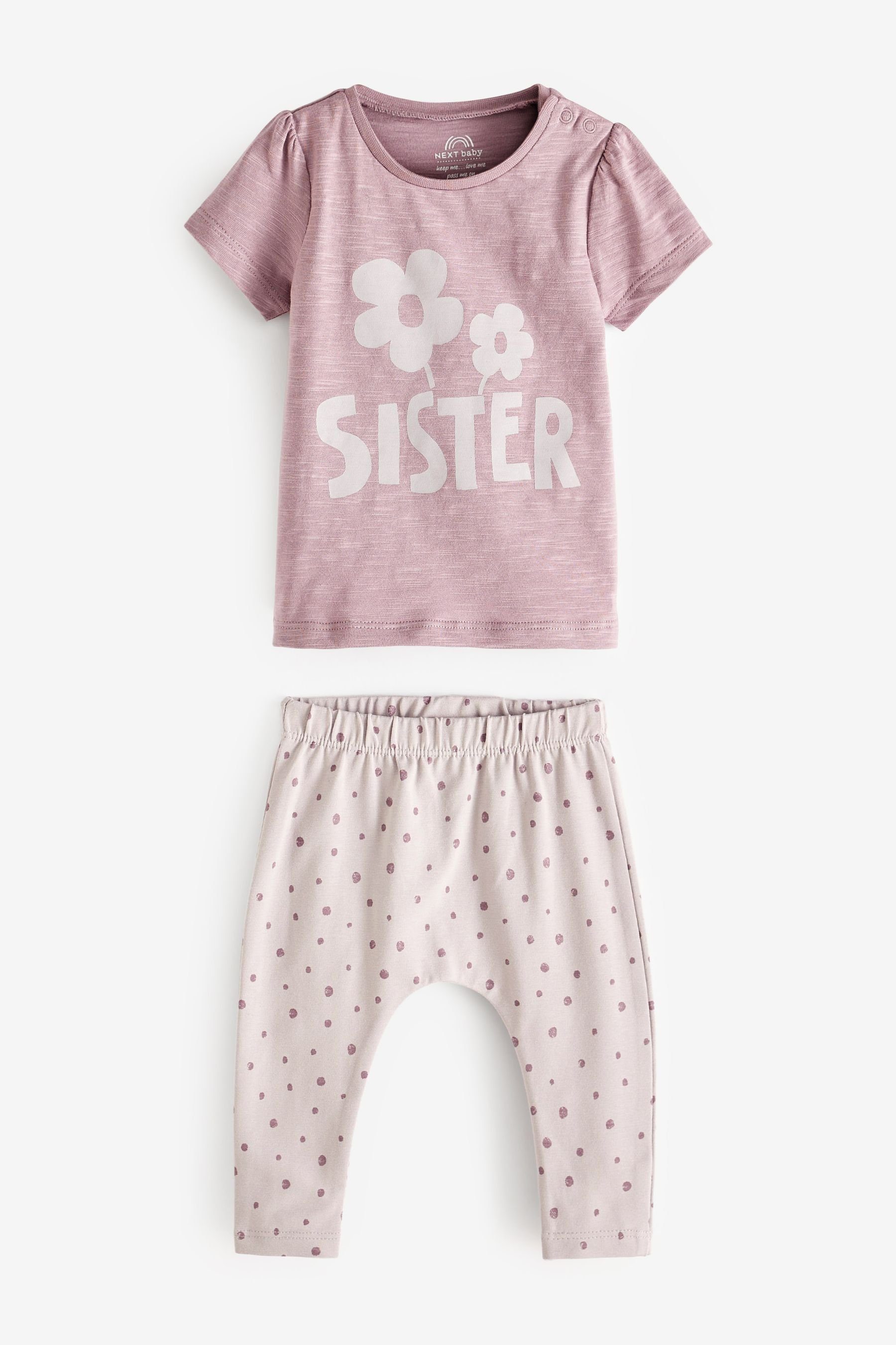Purple Leggings & Next (2-tlg) Leggings Set Sister T-Shirt und im Shirt 2-teiligen Baby