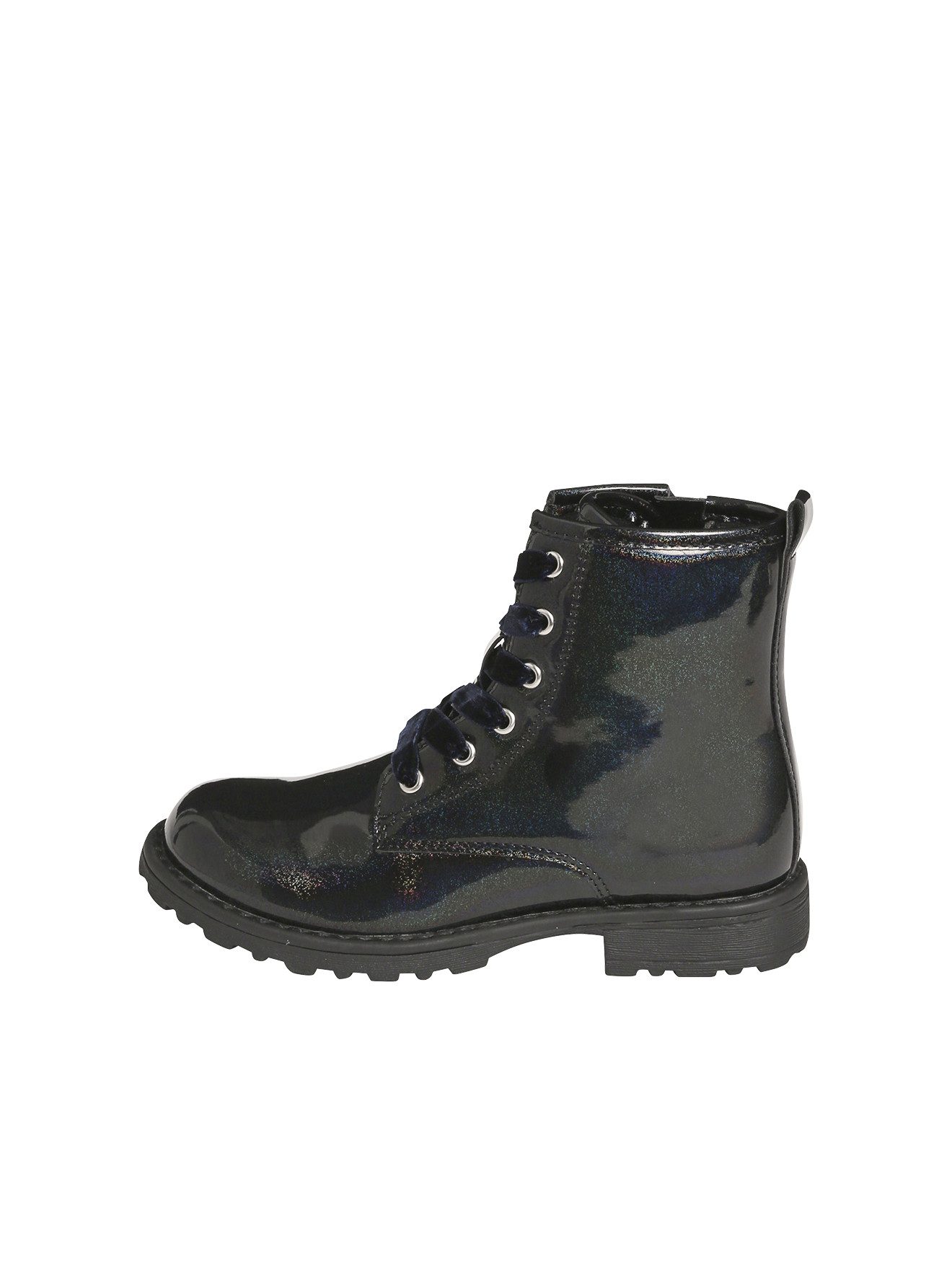 vertbaudet Mädchen Schnürboots mit Reißverschluss, Lack-Optik Stiefelette