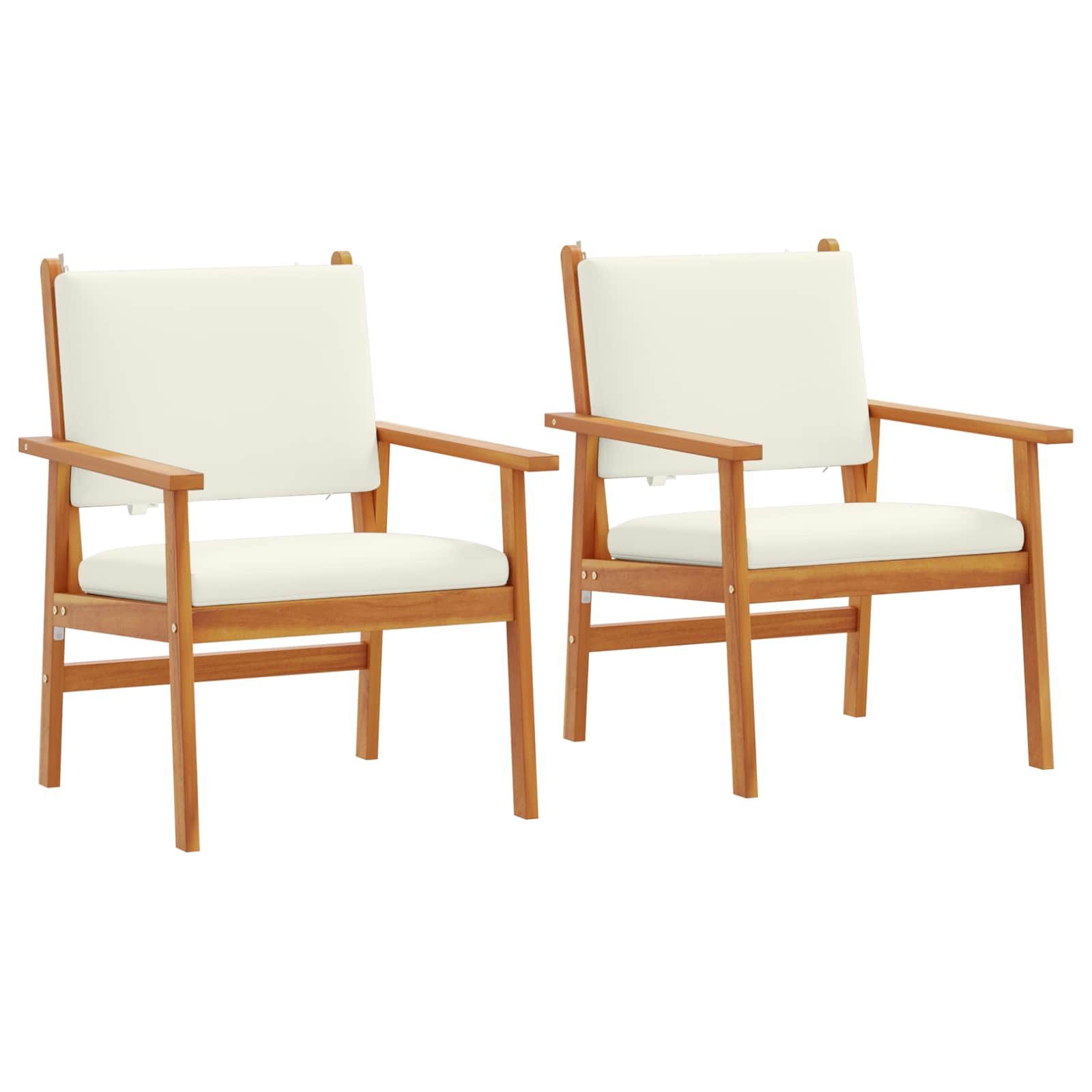 vidaXL Gartenlounge-Set Gartenstuhl 2 Stk. Cremeweiß Massivholz, (2-tlg)