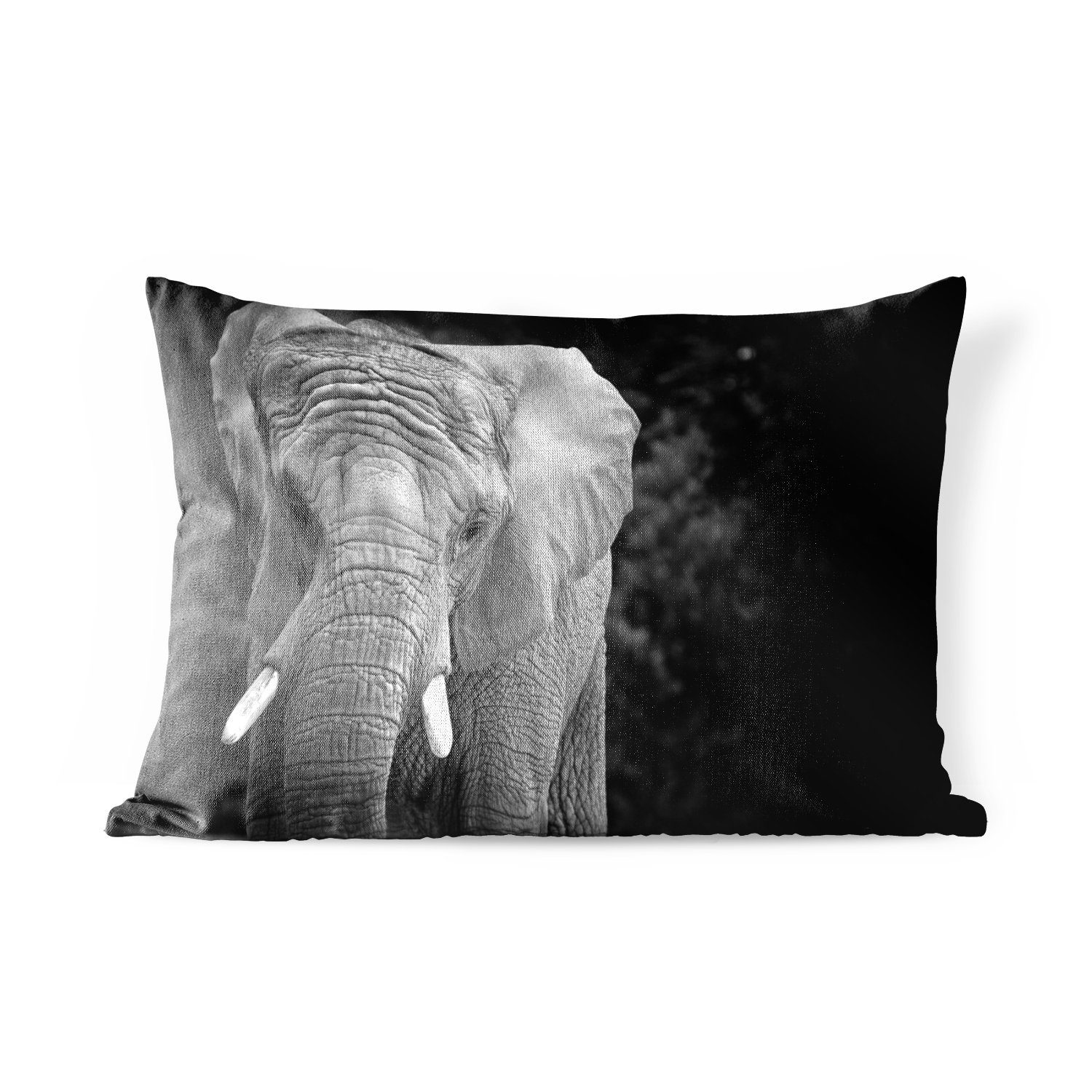 MuchoWow Dekokissen Porträt eines Elefanten in Schwarz und Weiß, Outdoor-Dekorationskissen, Polyester, Dekokissenbezug, Kissenhülle