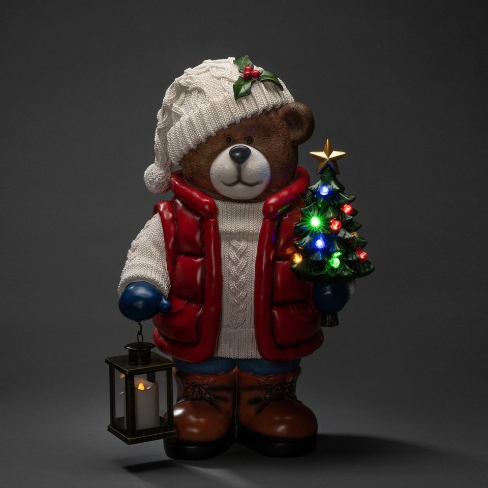 KONSTSMIDE LED Dekofigur LED Teddybär, groß, mit 6h Timer, 10 bunte Dioden,  batteriebetrieben, Timerfunktion, LED fest integriert, RGB