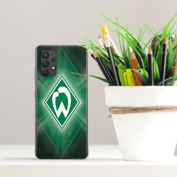 DeinDesign Handyhülle SV Werder Bremen Offizielles Lizenzprodukt Wappen Werder Bremen Laser, Samsung Galaxy A32 4G Silikon Hülle Bumper Case Handy Schutzhülle