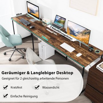 COSTWAY Eckschreibtisch, L-Form, mit Monitorständer, 150 x 150 x 74 cm