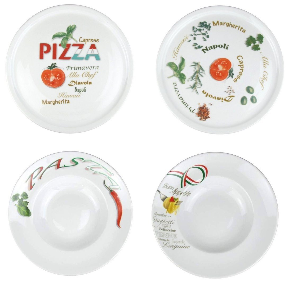 Retsch Arzberg Pastateller 4er Set Pizza und Pasta' mit 2 Pizzateller und 2 Pastateller, Spülmaschinengeeignet