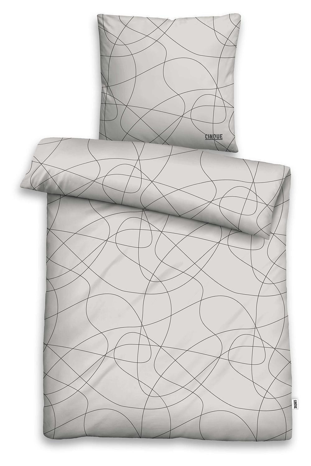Cinque Bettwäsche CINJA, Grau, Satin, 100 % Baumwolle, mit Reißverschluss, 1 Kissenbezug, 155 x 220 cm