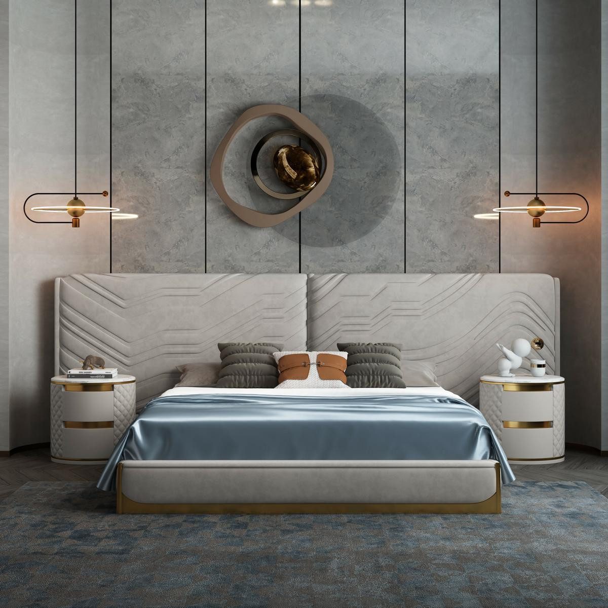 Xlmoebel Bett Luxuriöses Doppelbett mit gepolstertem Design für Hotels - Möbel für (1-tlg., Bett), Hergestellt in Europa